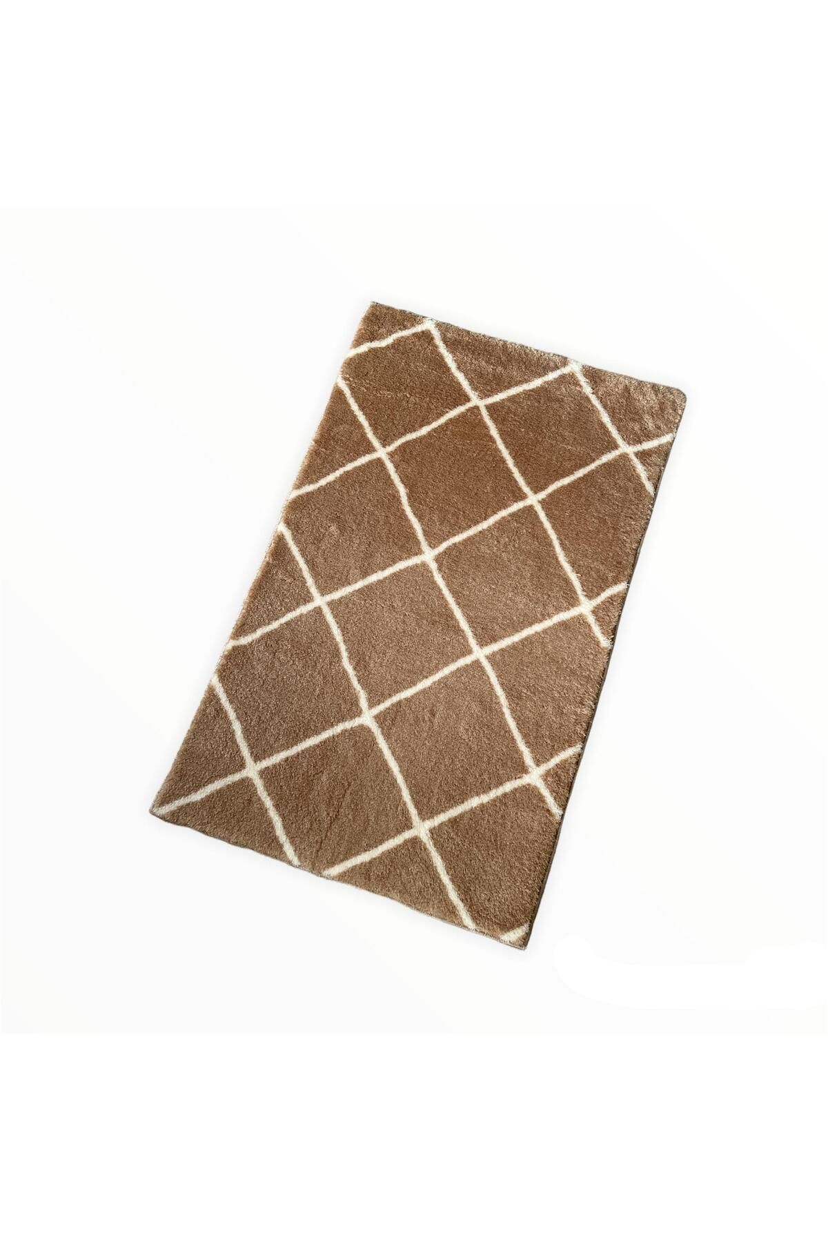 Jassrug Royal Kaymaz Taban Banyo Halısı 50x80 Diamond Sütlü Kahve