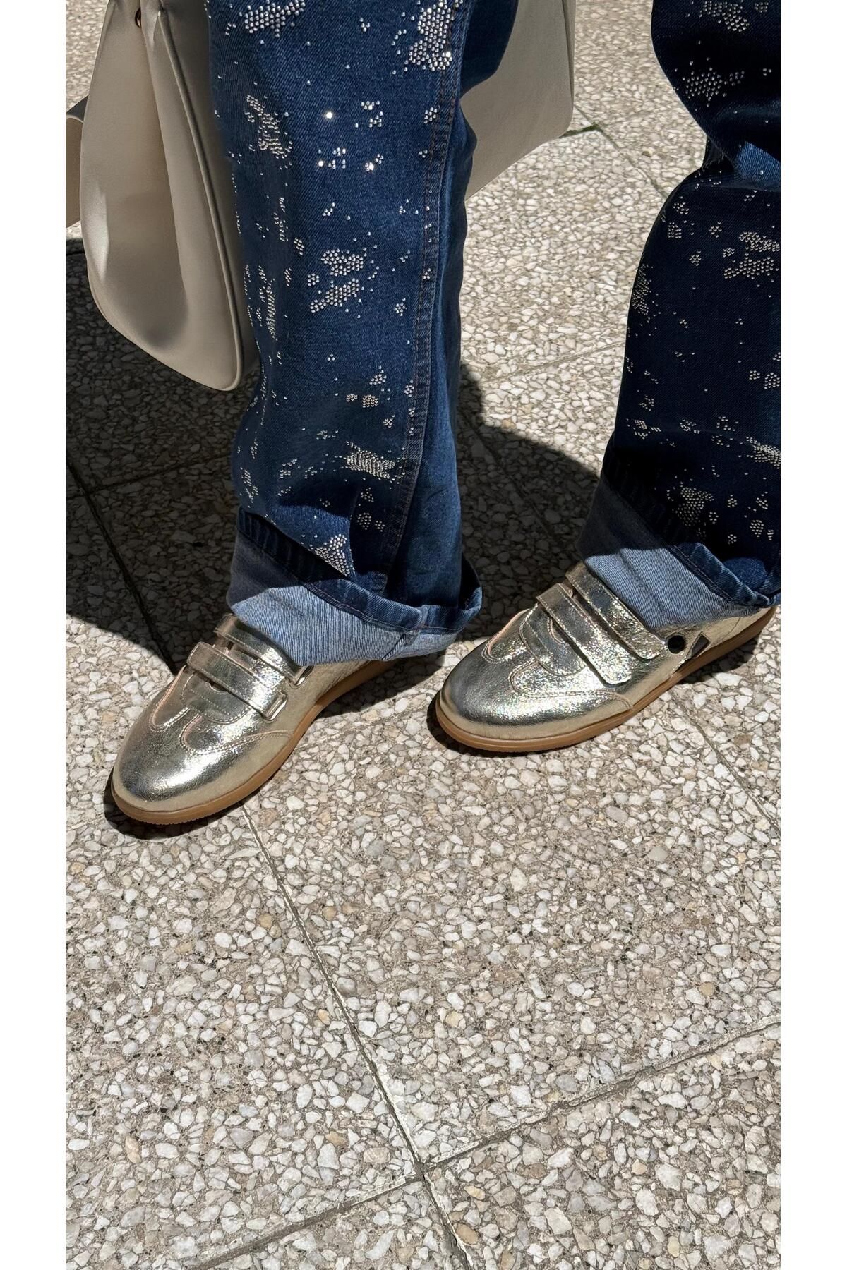 by emine eren emotion shoes Nuage Gold Deri Spor Ayakkabı