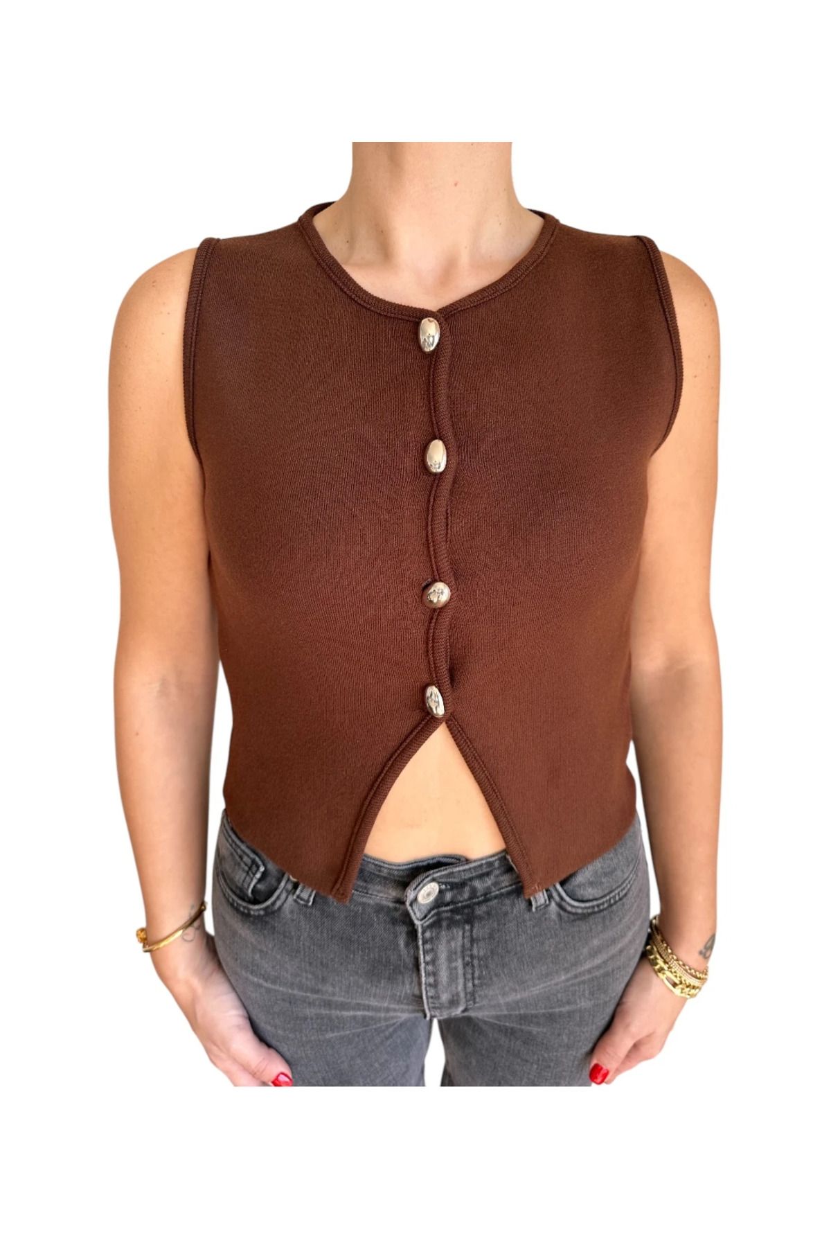 saze butik TRİKO KAHVE YELEK