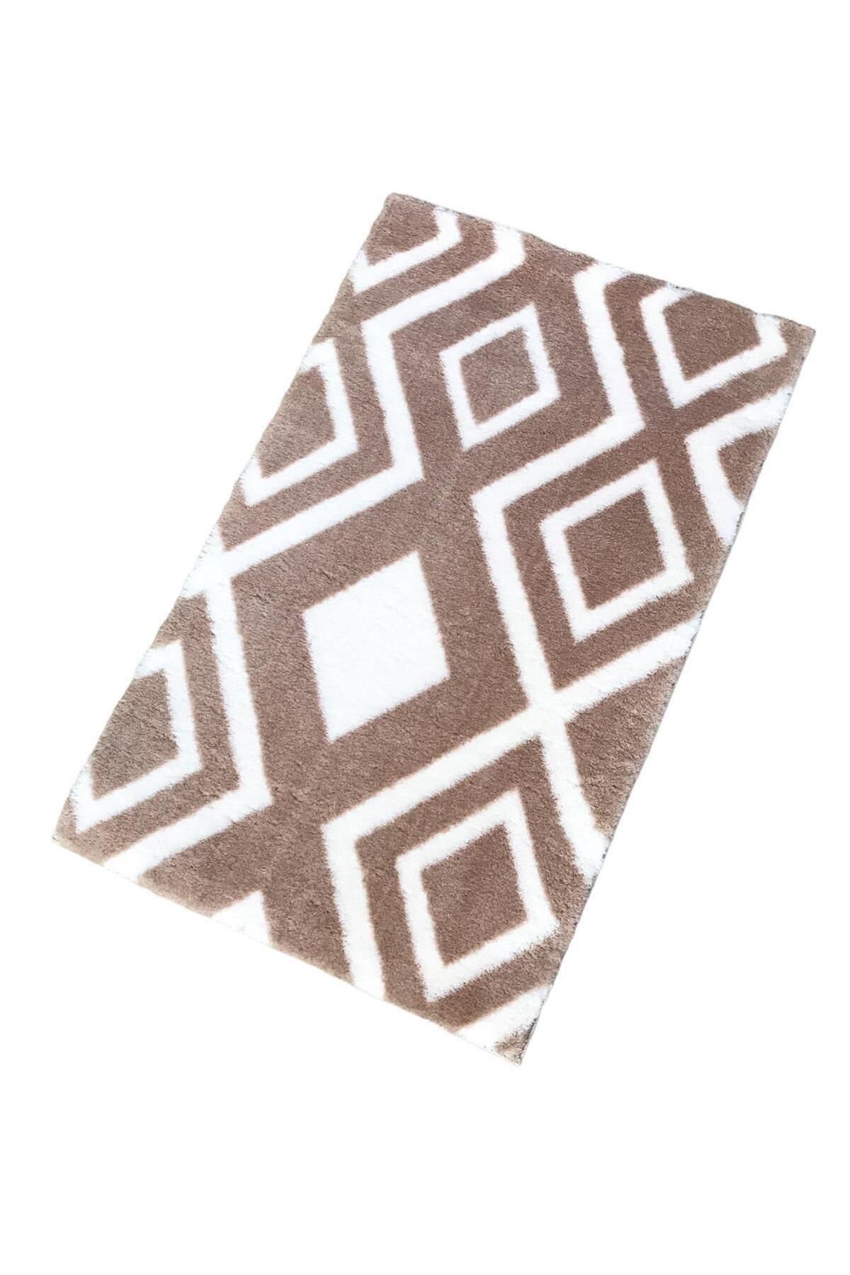 Jassrug Royal Kaymaz Taban Banyo Halısı 50x80 Karo Sütlü Kahve