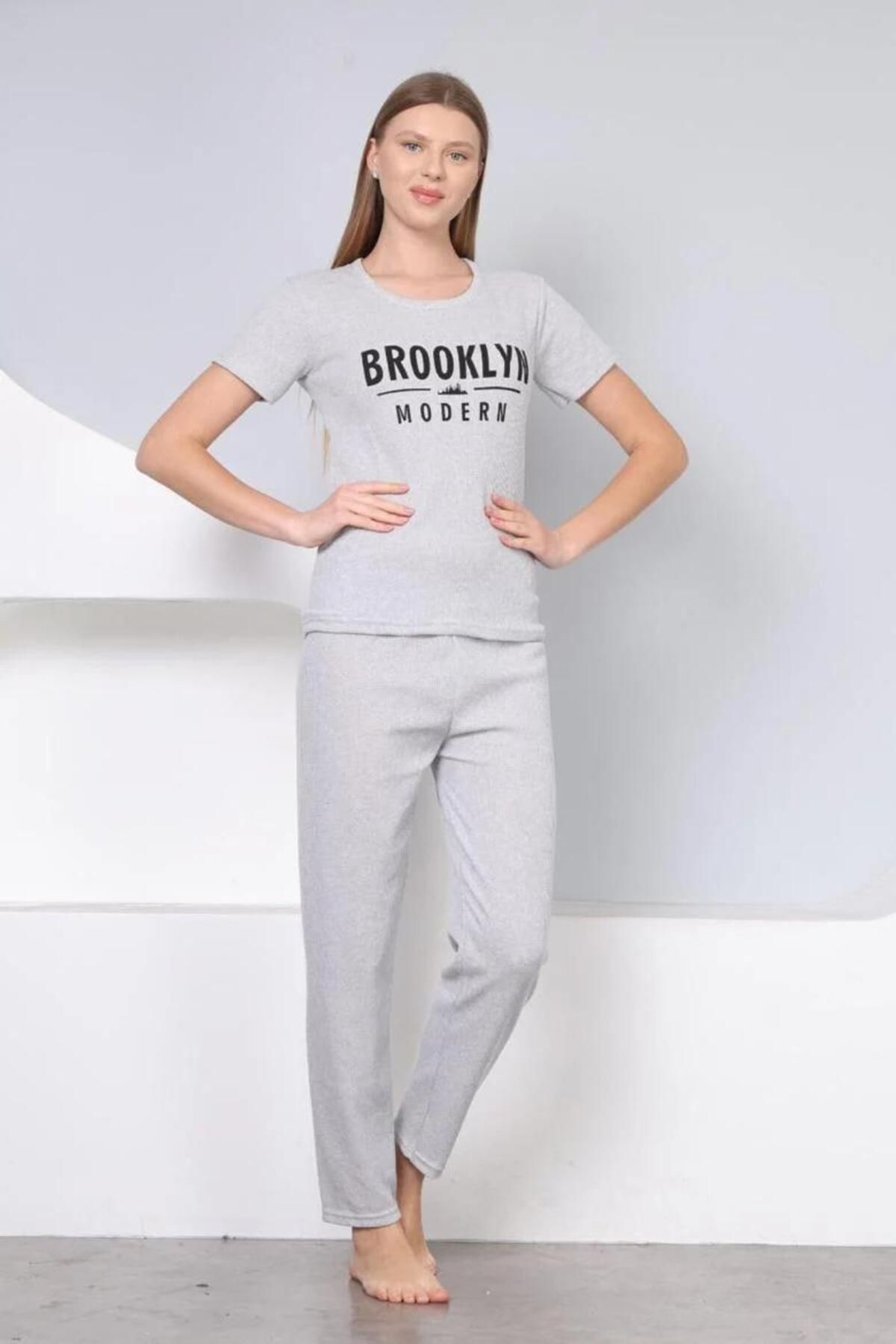 GVN Baskılı Fitilli Pijama Takımı