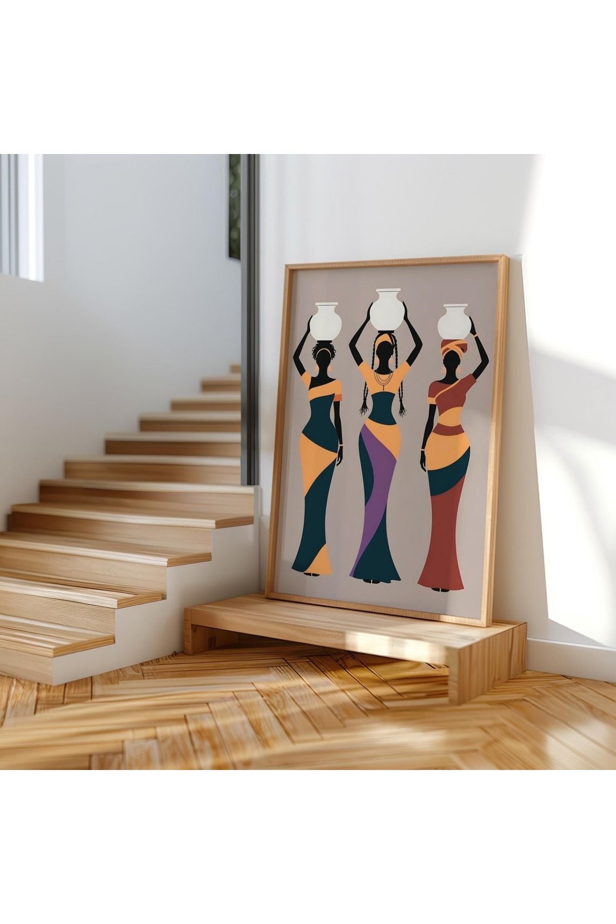 Dekorsiahome Tek Parça Ahşap Çerçeveli Oturma Odası Salon Mutfak Tablo TK0456