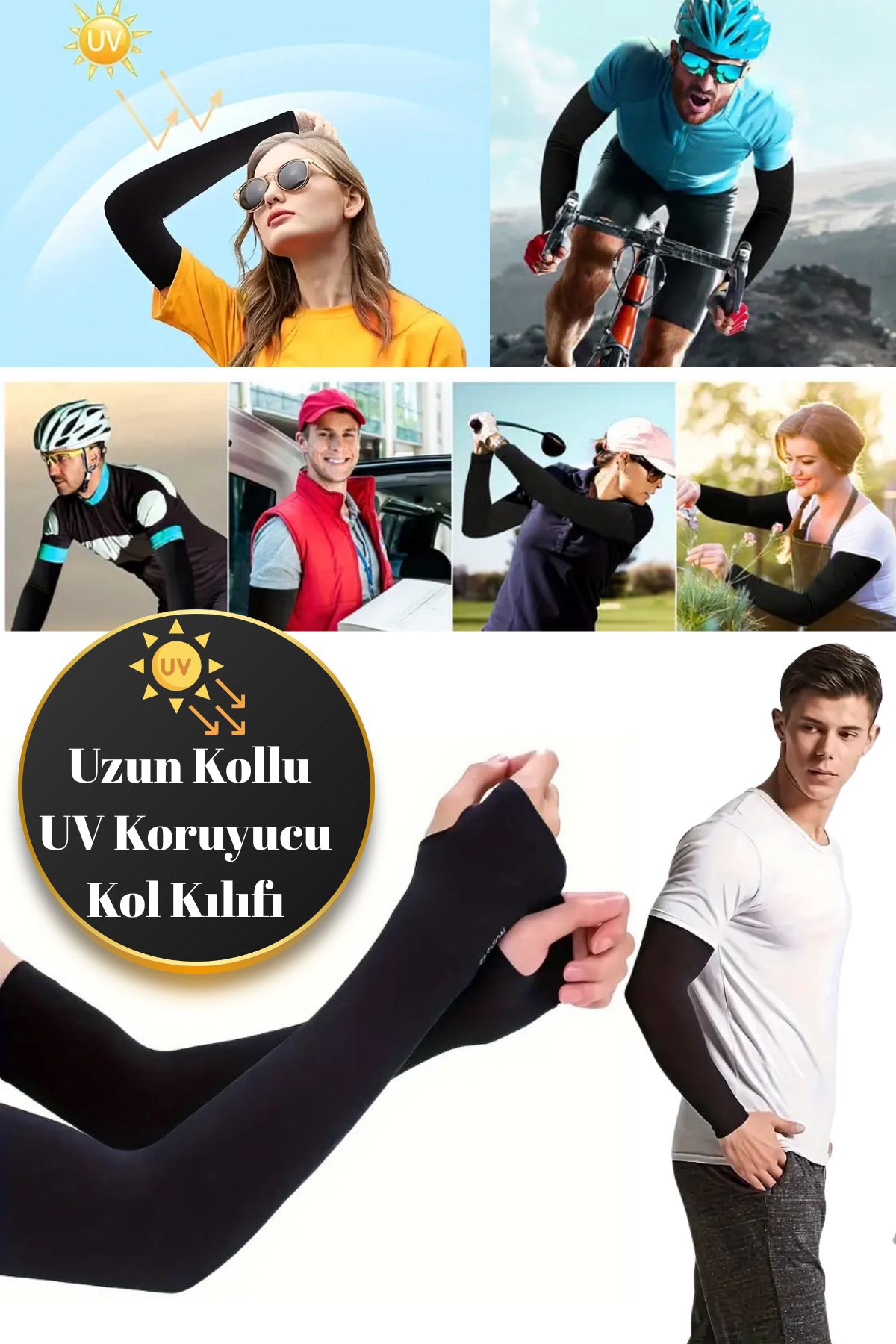 Shopura Ter Emici Ultra Etkili Motorsiklet Bisiklet,Tenis ve Spor İçin UV Korumalı Kol Kılıfı