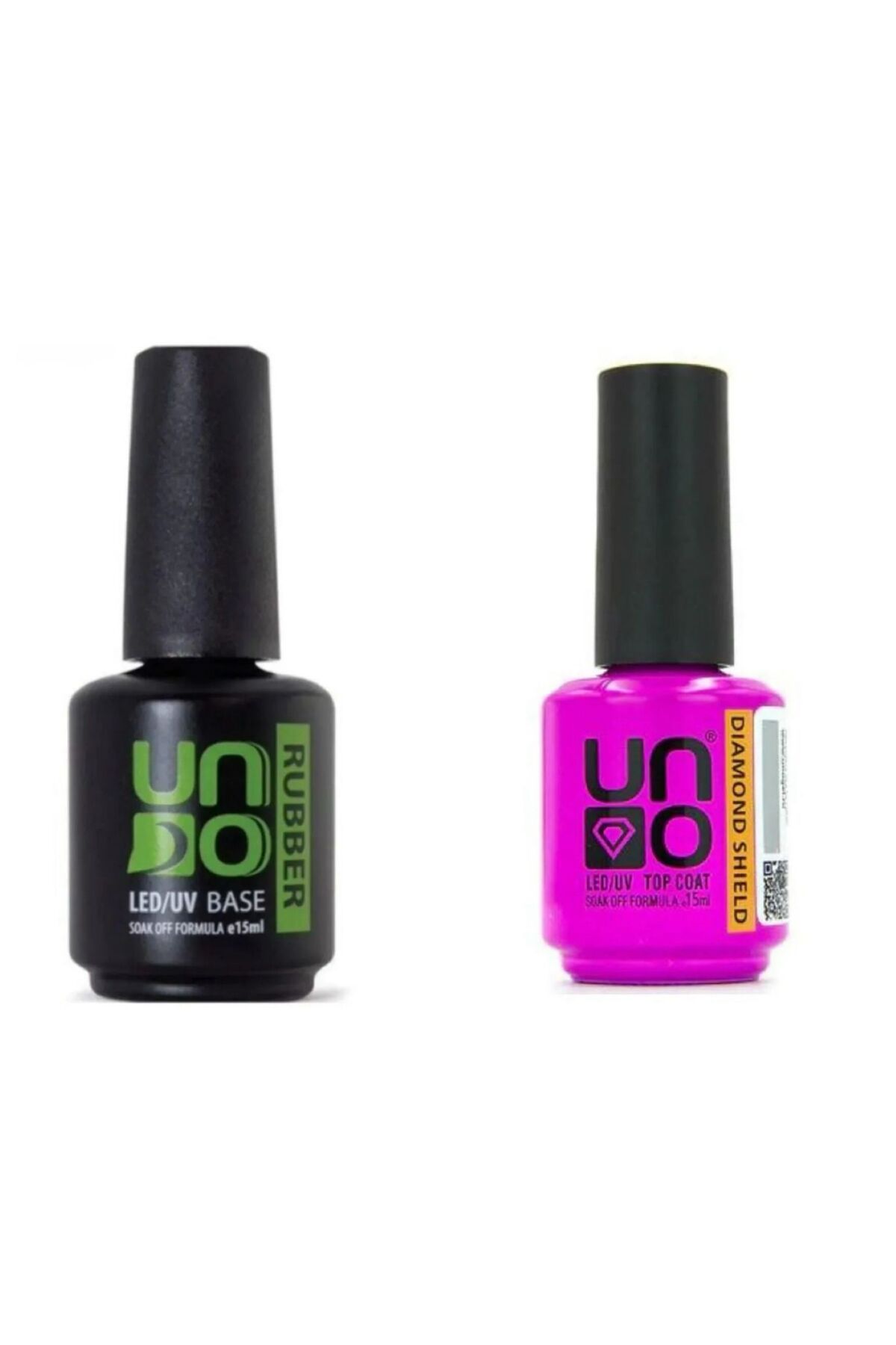 QNAİL PROFESSİONAL Uno Dıamond Shıeld Top Coat 15 Ml+Uno Rubber Base Coat 15 ml 2'Lİ SET