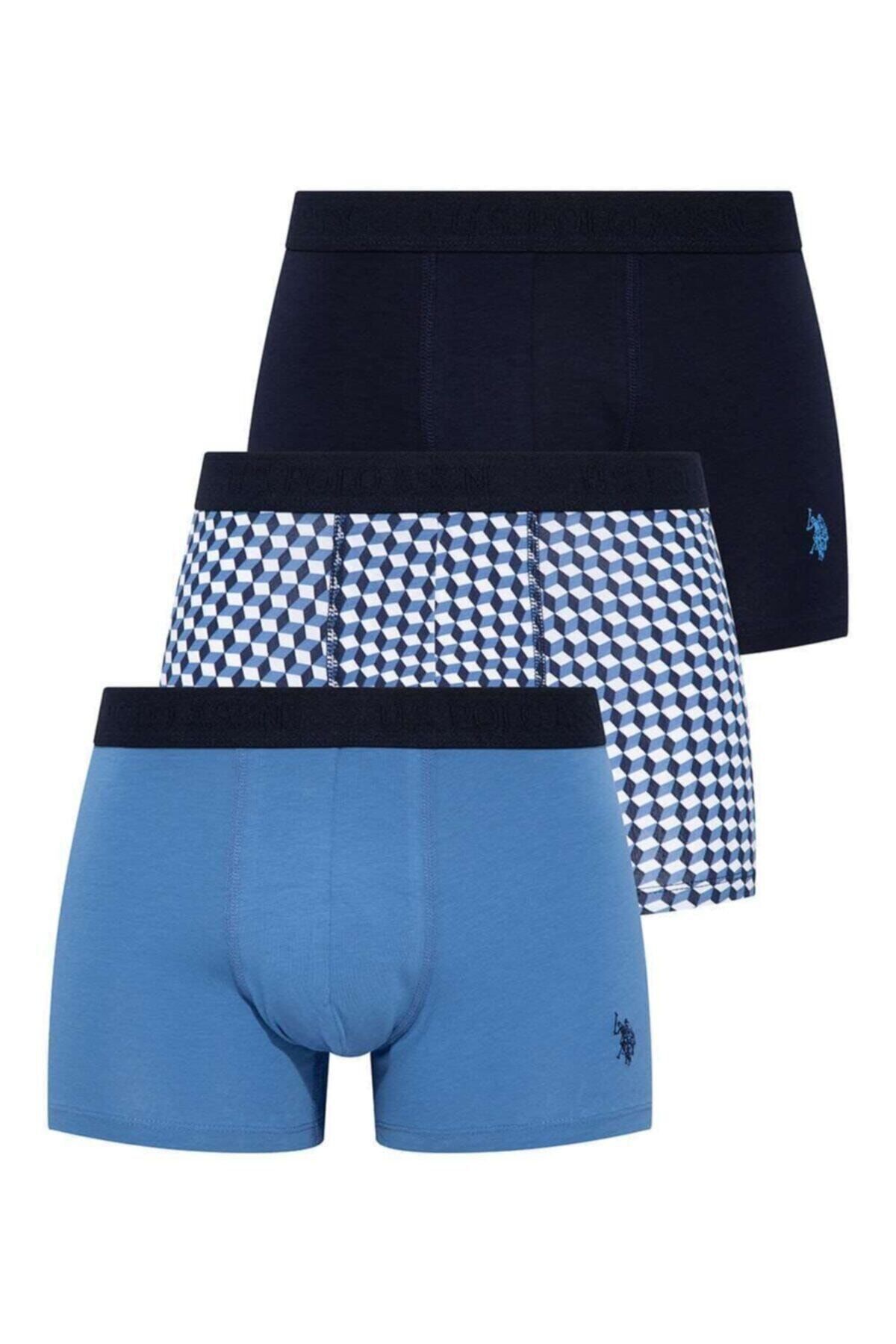 U.S. Polo Assn. U.S. Polo Assn. Erkek İndigo - Lacivert - İndigo 3 Lü Kutulu Boxer - Çoklu Renk - TLAYE80W25I6U