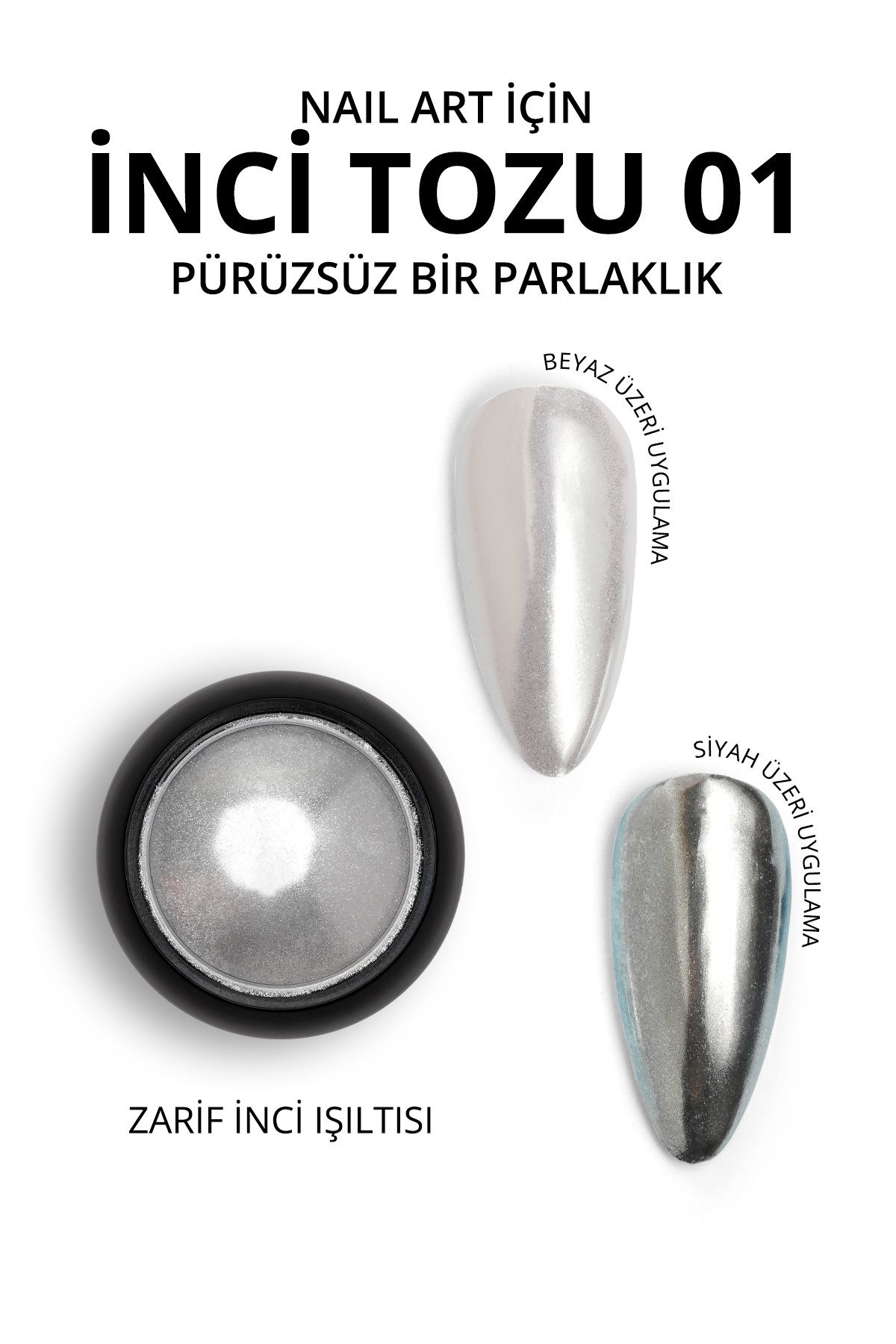 MOMO professional Ayna Efektli İnci Tozu, Nail Art, Kalıcı Oje Tırnak Süsleme No.01