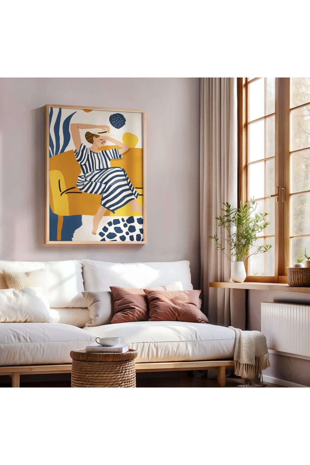 Dekorsiahome Tek Parça Ahşap Çerçeveli Oturma Odası Salon Mutfak Tablo TK0523