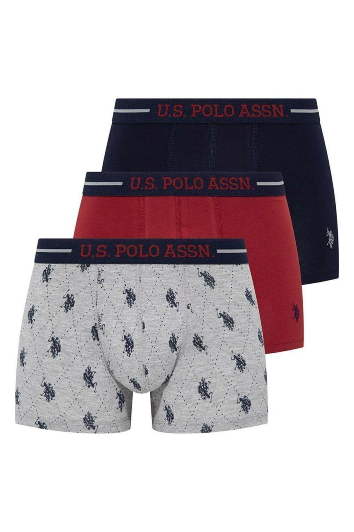 U.S. Polo Assn. U.S. Polo Assn. Erkek Baskılı 3'lü Kutulu Boxer - Çoklu Renk - TLAYE80O32S8W