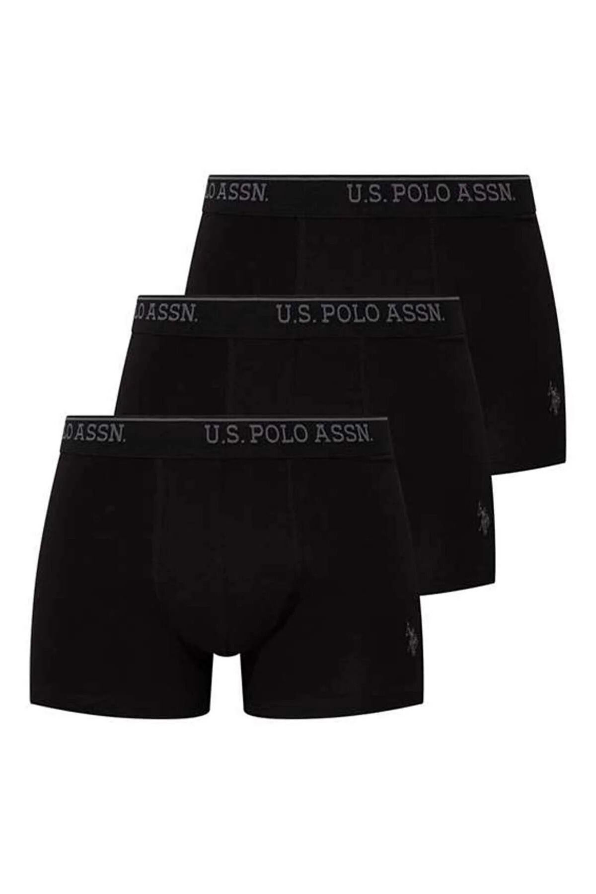 U.S. Polo Assn. U.S. Polo Assn. Erkek 3' Lü Siyah Pamuklu Kutulu Boxer - Siyah - TLAYE80U09E7O