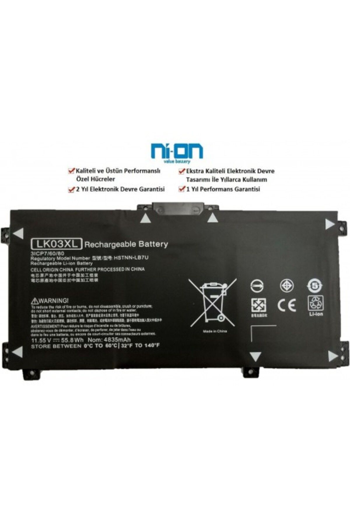 NION Hp LK03048XL LK03052XL uyumlu Notebook Batarya - Pil