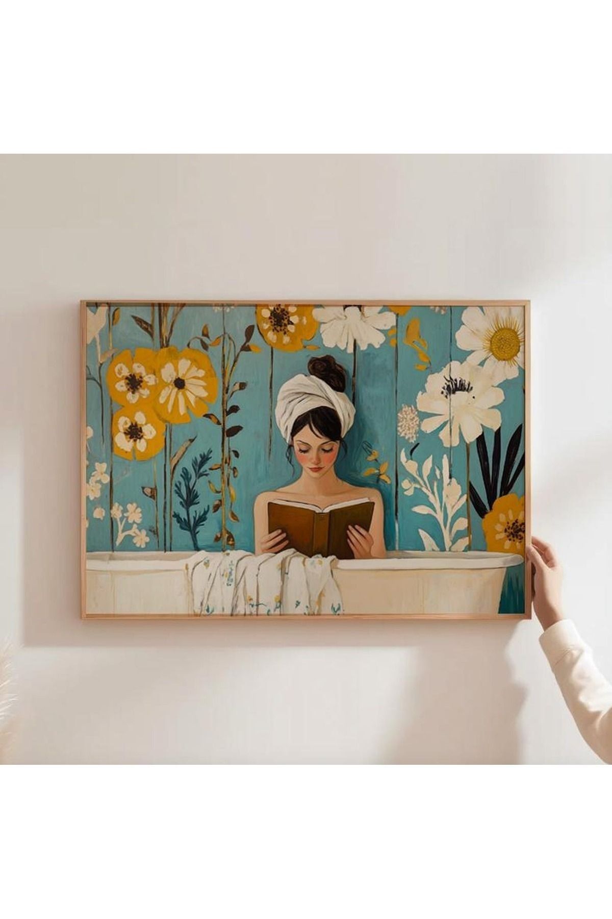 Dekorsiahome Tek Parça Ahşap Çerçeveli Oturma Odası Salon Mutfak Tablo TK0507