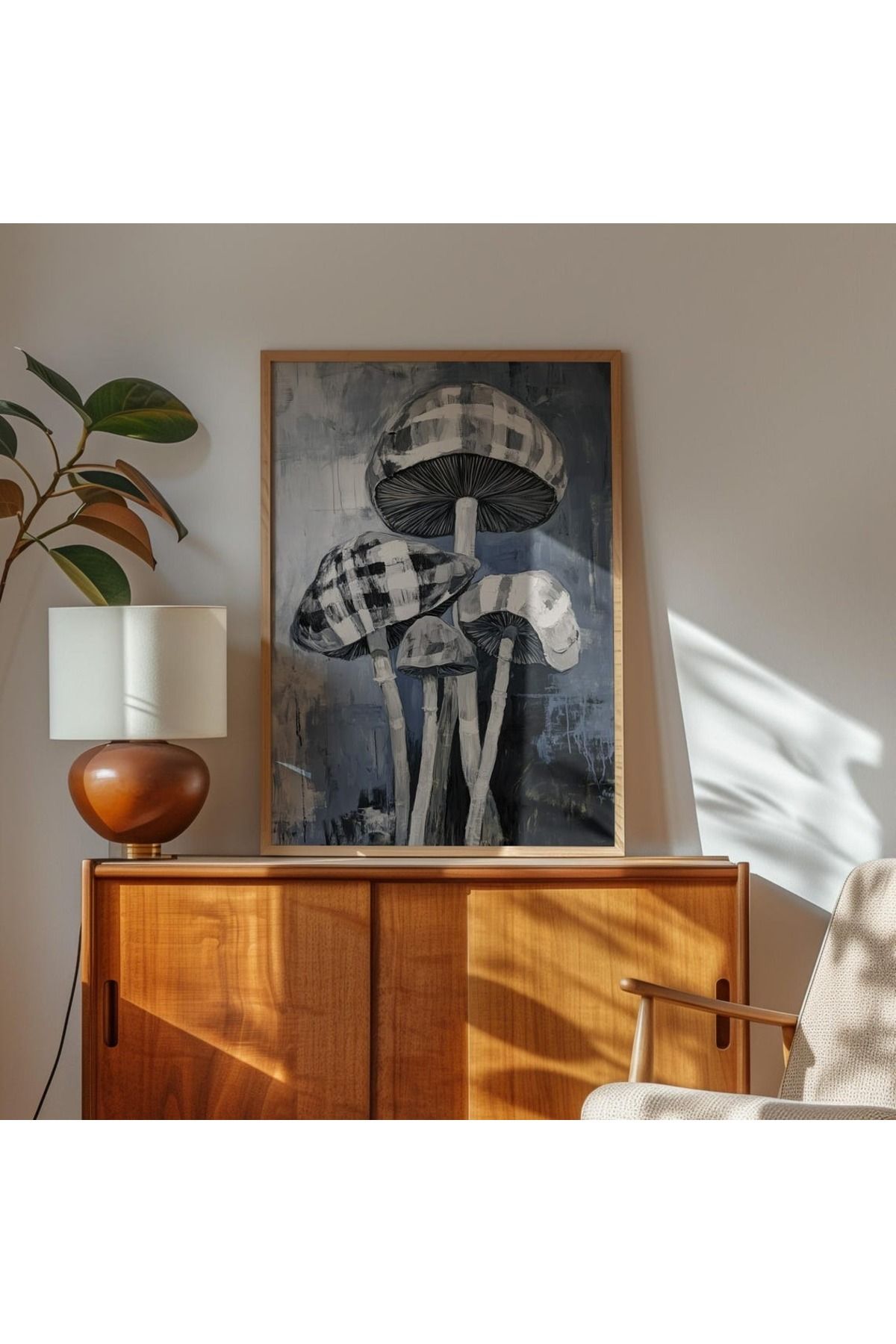 Dekorsiahome Tek Parça Ahşap Çerçeveli Oturma Odası Salon Mutfak Tablo TK0562