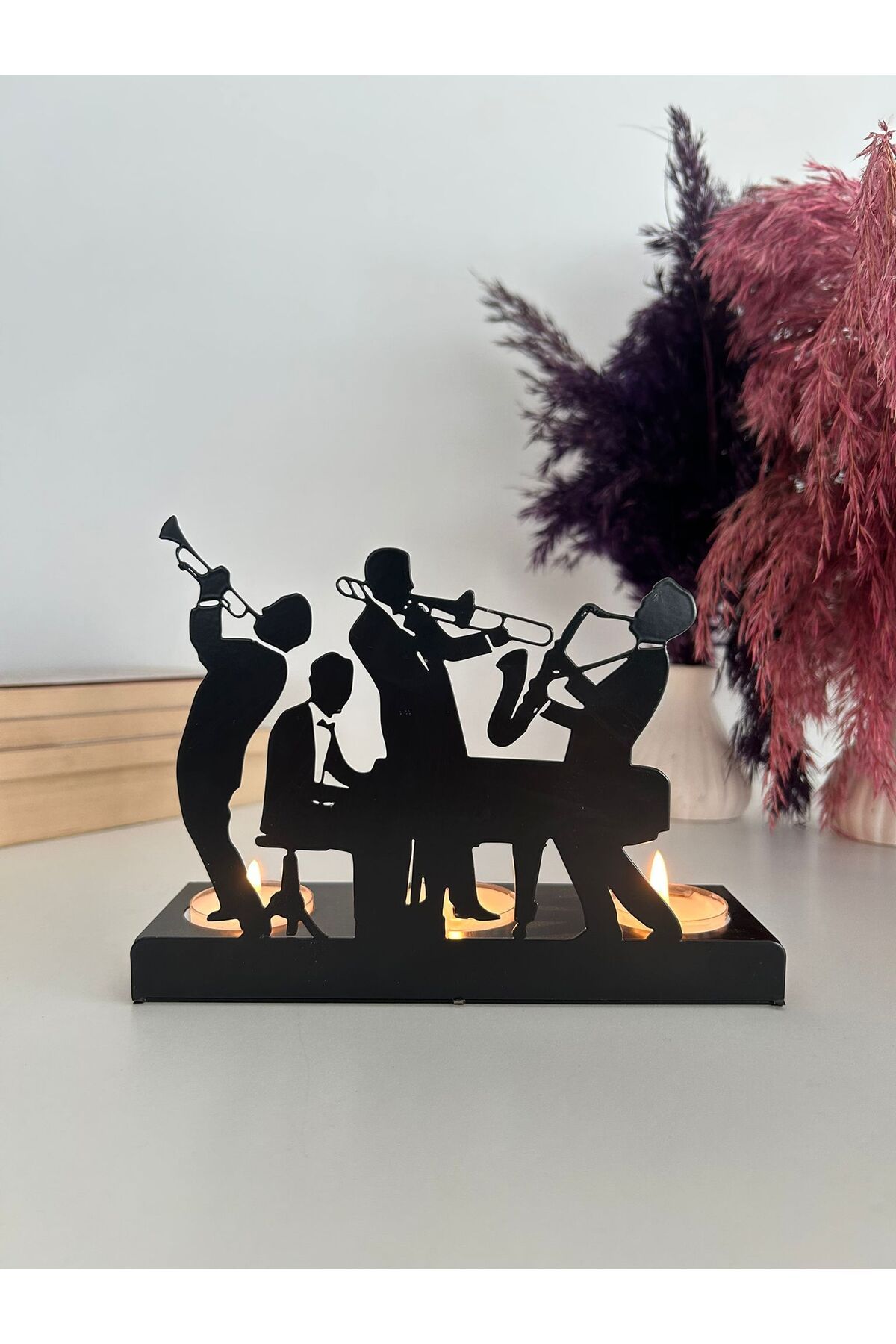 Alamer Decor Jazz Grubu Temalı Metal Dekoratif Mumluk