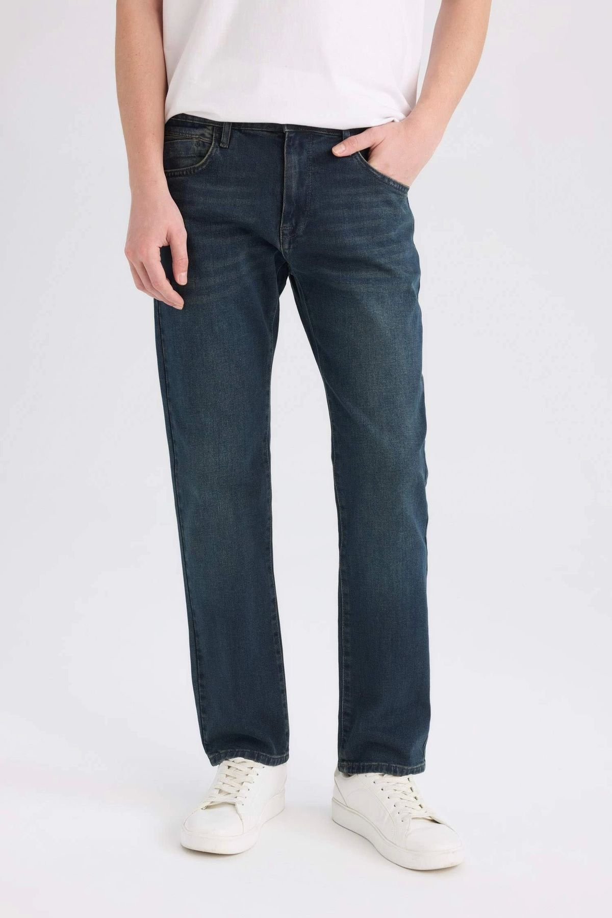 DeFacto E5393 İndigo Sergio Regular Fit Normal Bel Boru Paça Jean Pantolon