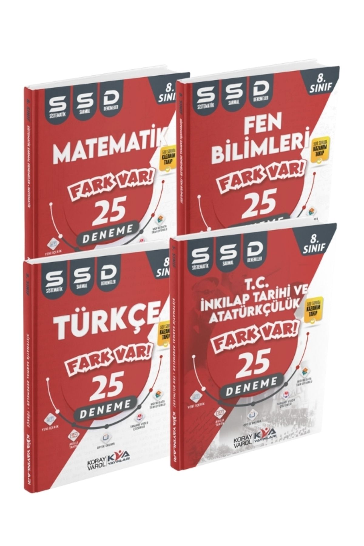 Kva Yayınları 2026 LGS 8. SINIF KORAY VAROL TÜRKÇE MATEMATİK FEN SOSYAL BRANŞ 25 Sistematik Sarmal Deneme SET SSD