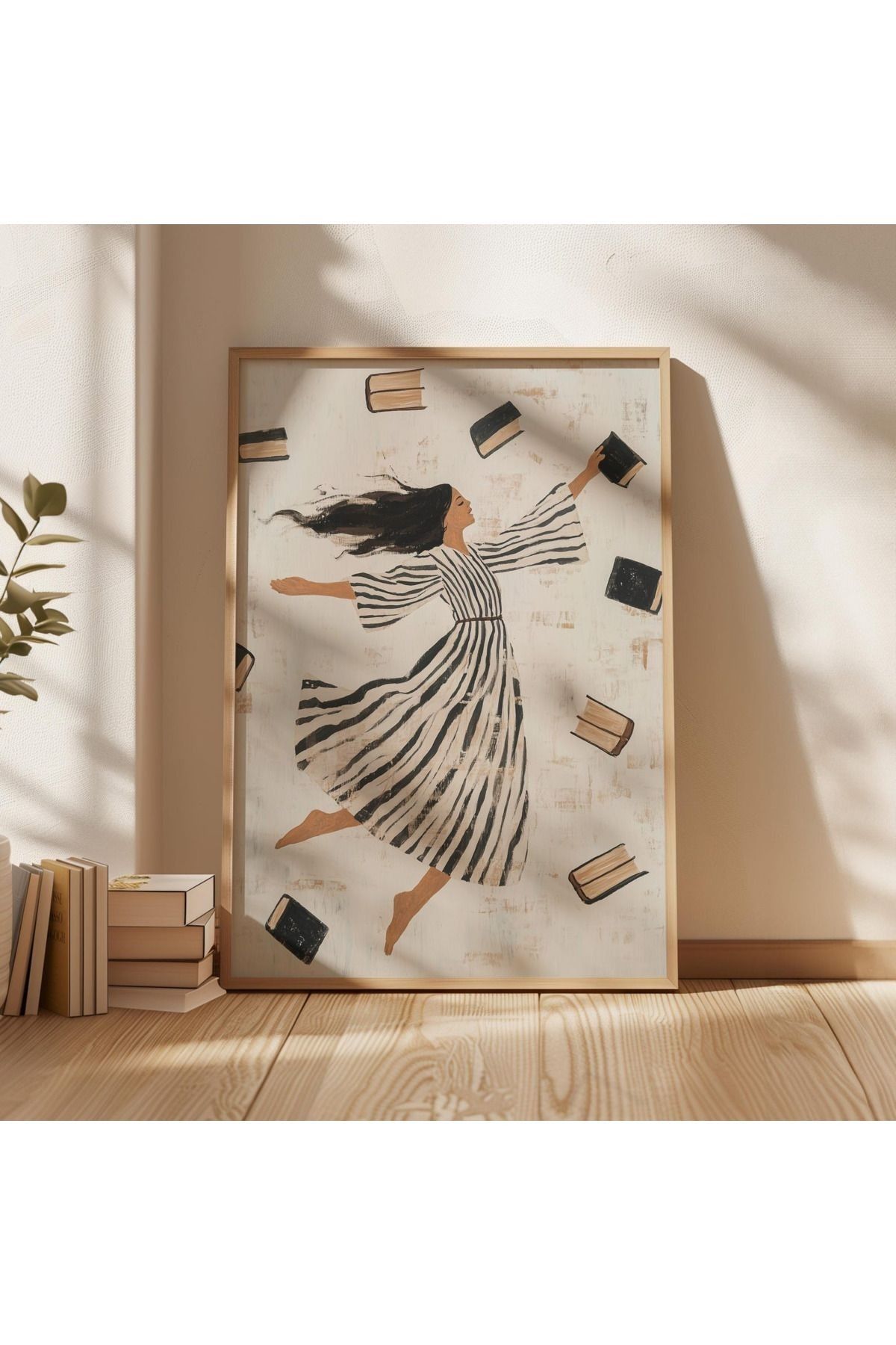 Dekorsiahome Tek Parça Ahşap Çerçeveli Oturma Odası Salon Mutfak Tablo TK0528