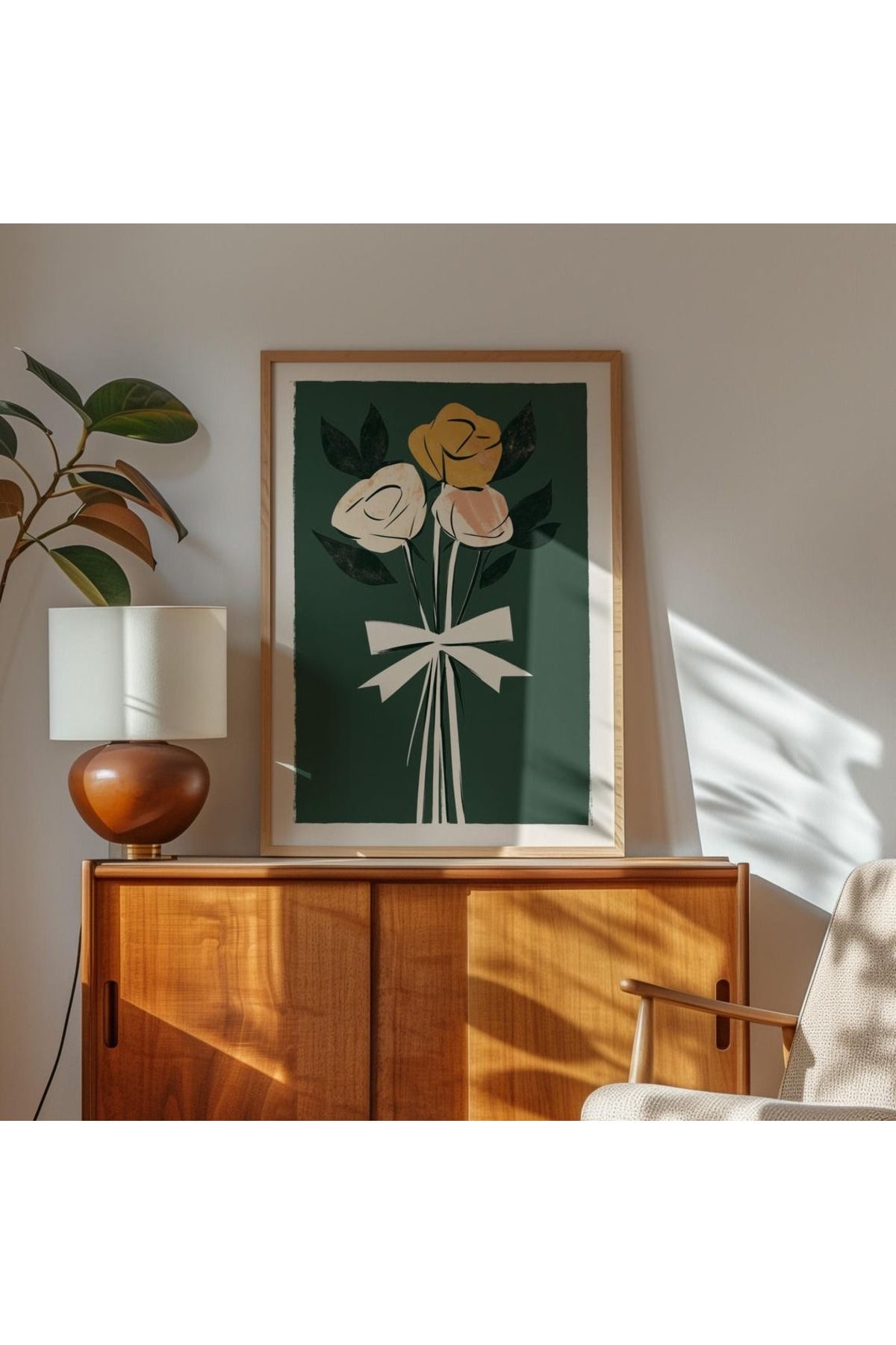 Dekorsiahome Tek Parça Ahşap Çerçeveli Oturma Odası Salon Mutfak Tablo TK0560