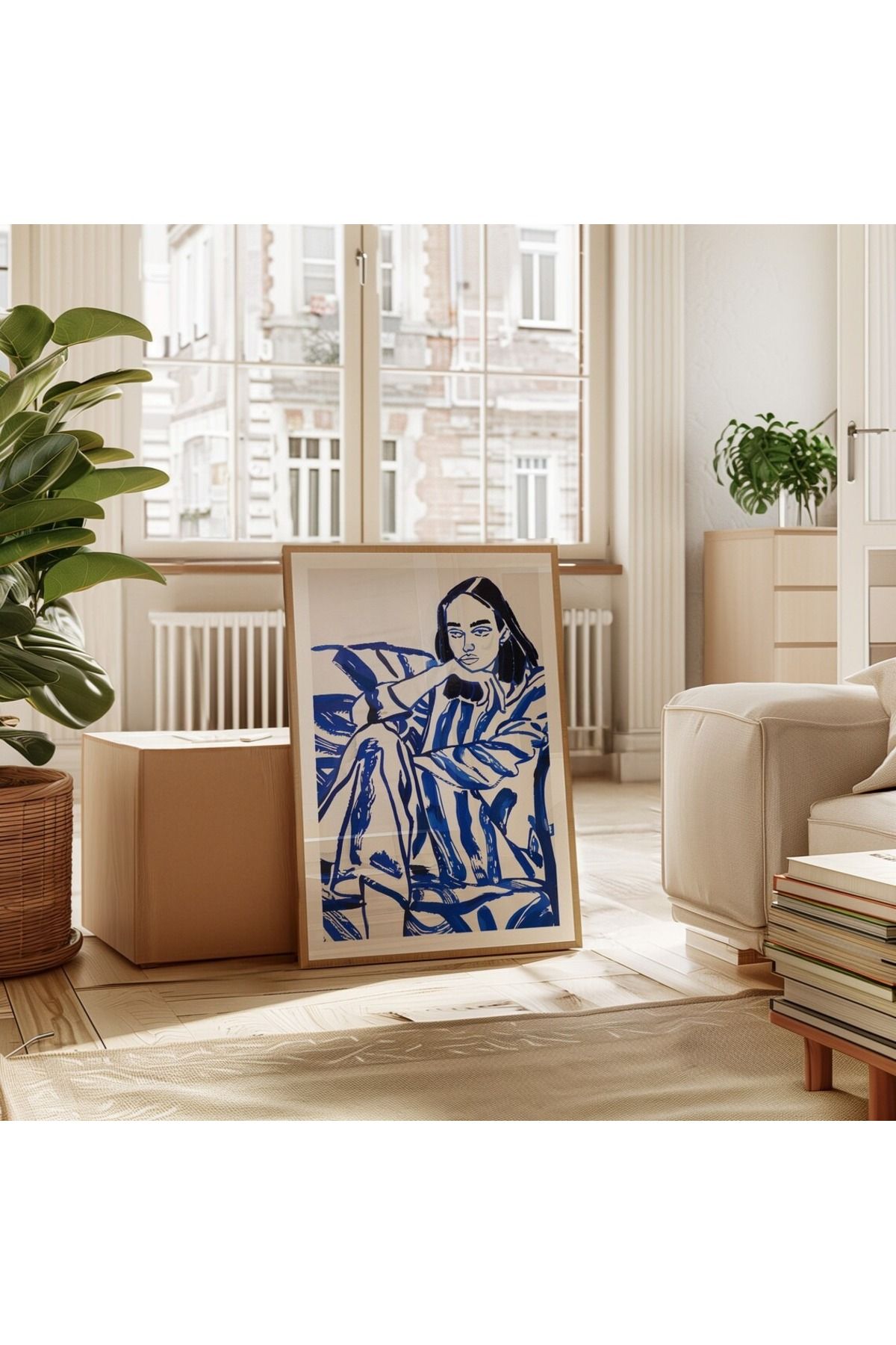 Dekorsiahome Tek Parça Ahşap Çerçeveli Oturma Odası Salon Mutfak Tablo TK0549