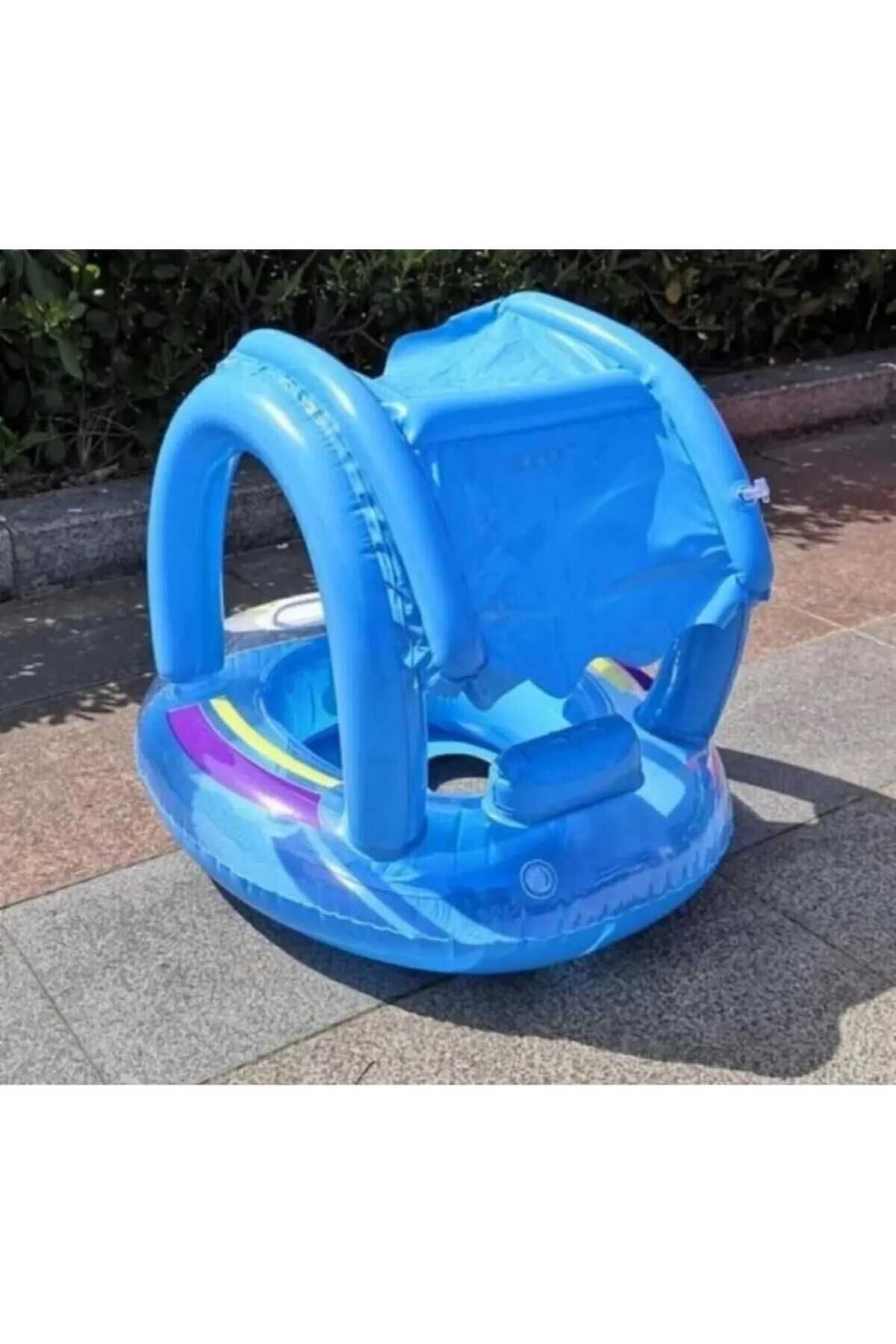 Sekk O Yaş Şişme Oturaklı Gölgelikli Bebe Flotörü Bebek Simidi Deniz Havuz Simidi