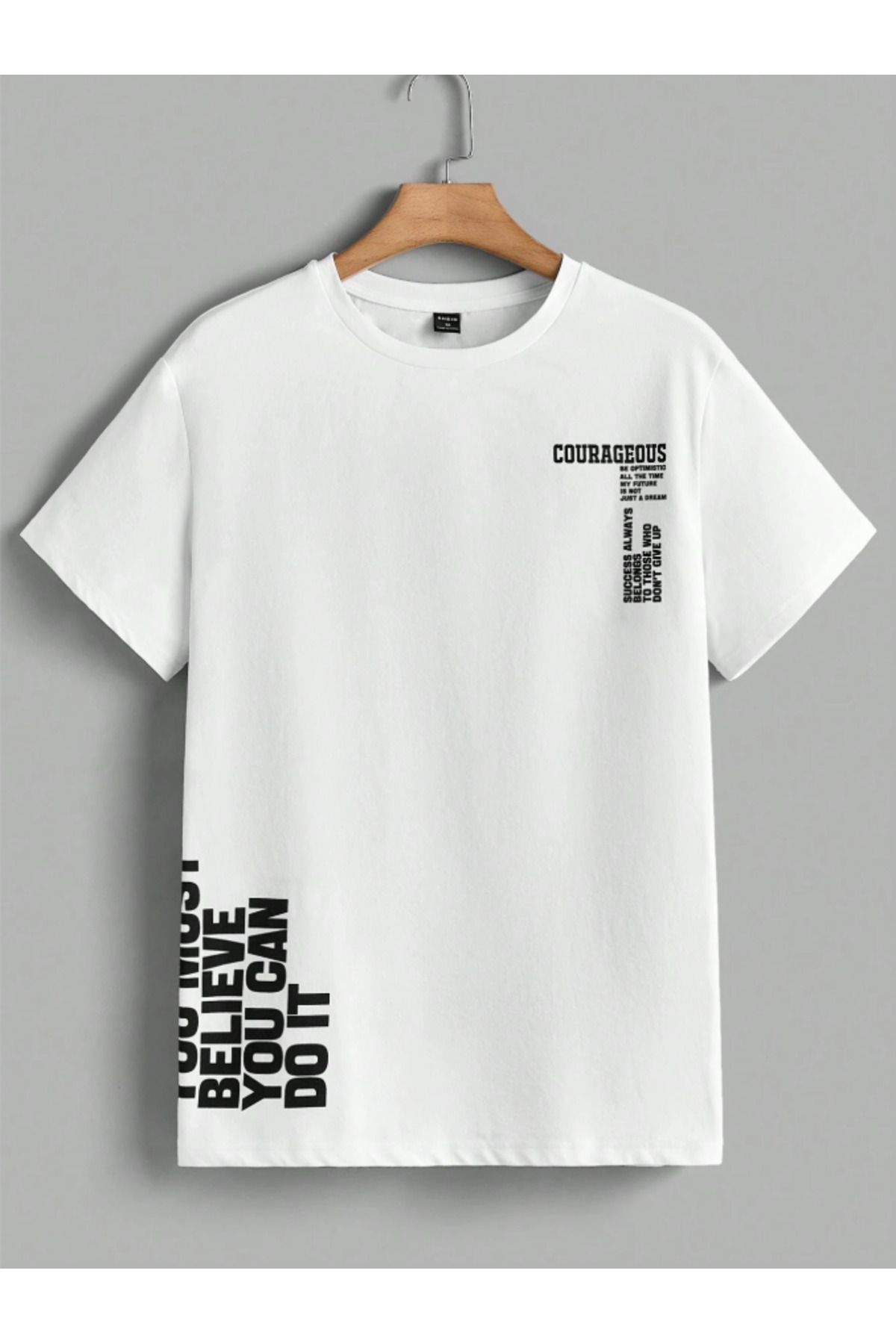 JAMPY Unisex Erkek/Kadın BELIEVE Özel Baskılı Oversize Pamuklu T-Shirt Tişört