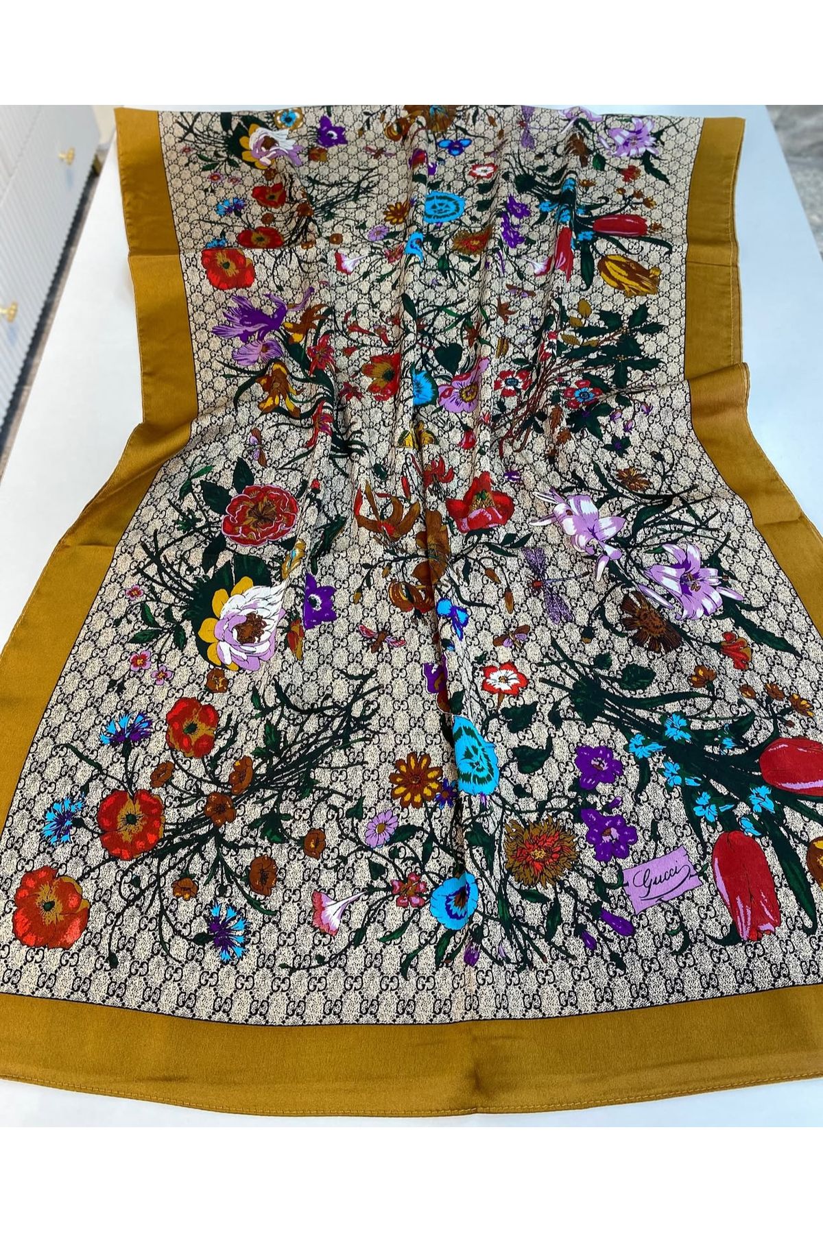 NurScarf Çiçek Desenli İthal Vual İpek Şal