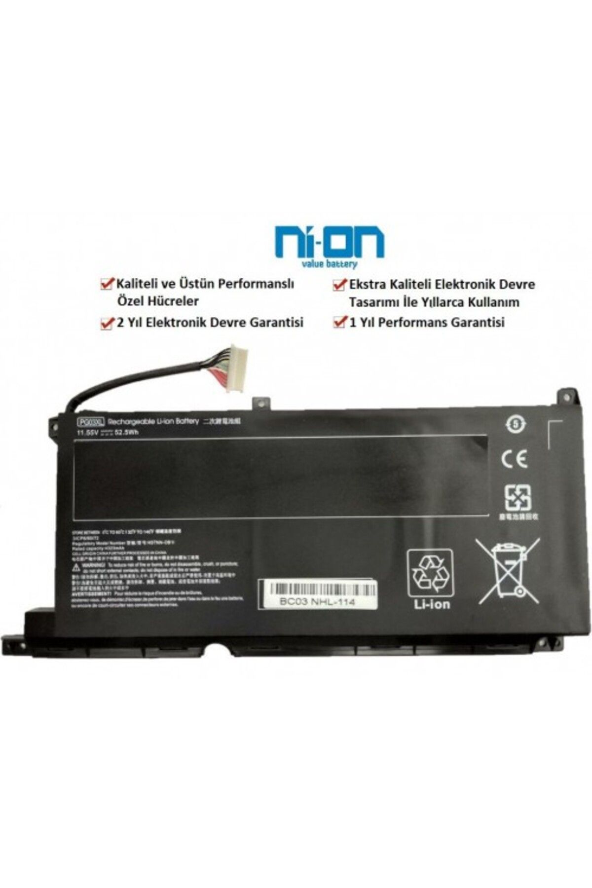 NION Hp Pavilion Gaming 15-DK1014NT 1U5T4EA 15-DK1015NT 1U5T5EA uyumlu Notebook Batarya - Pil