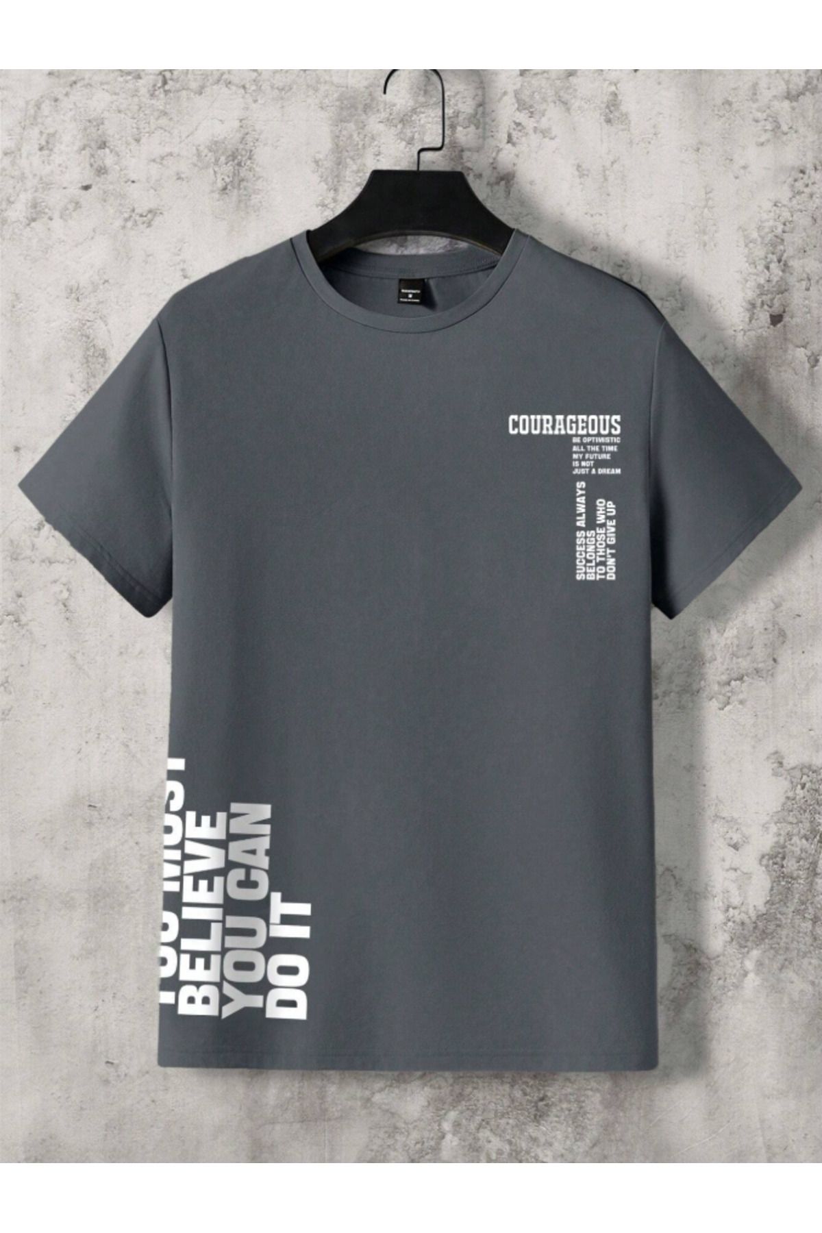 JAMPY Unisex Erkek/Kadın BELIEVE Özel Baskılı Oversize Pamuklu T-Shirt Tişört