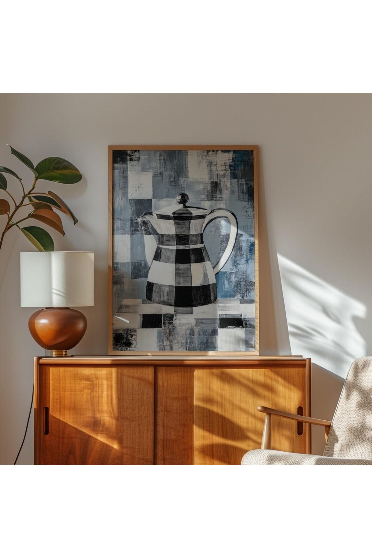 Dekorsiahome Tek Parça Ahşap Çerçeveli Oturma Odası Salon Mutfak Tablo TK0565