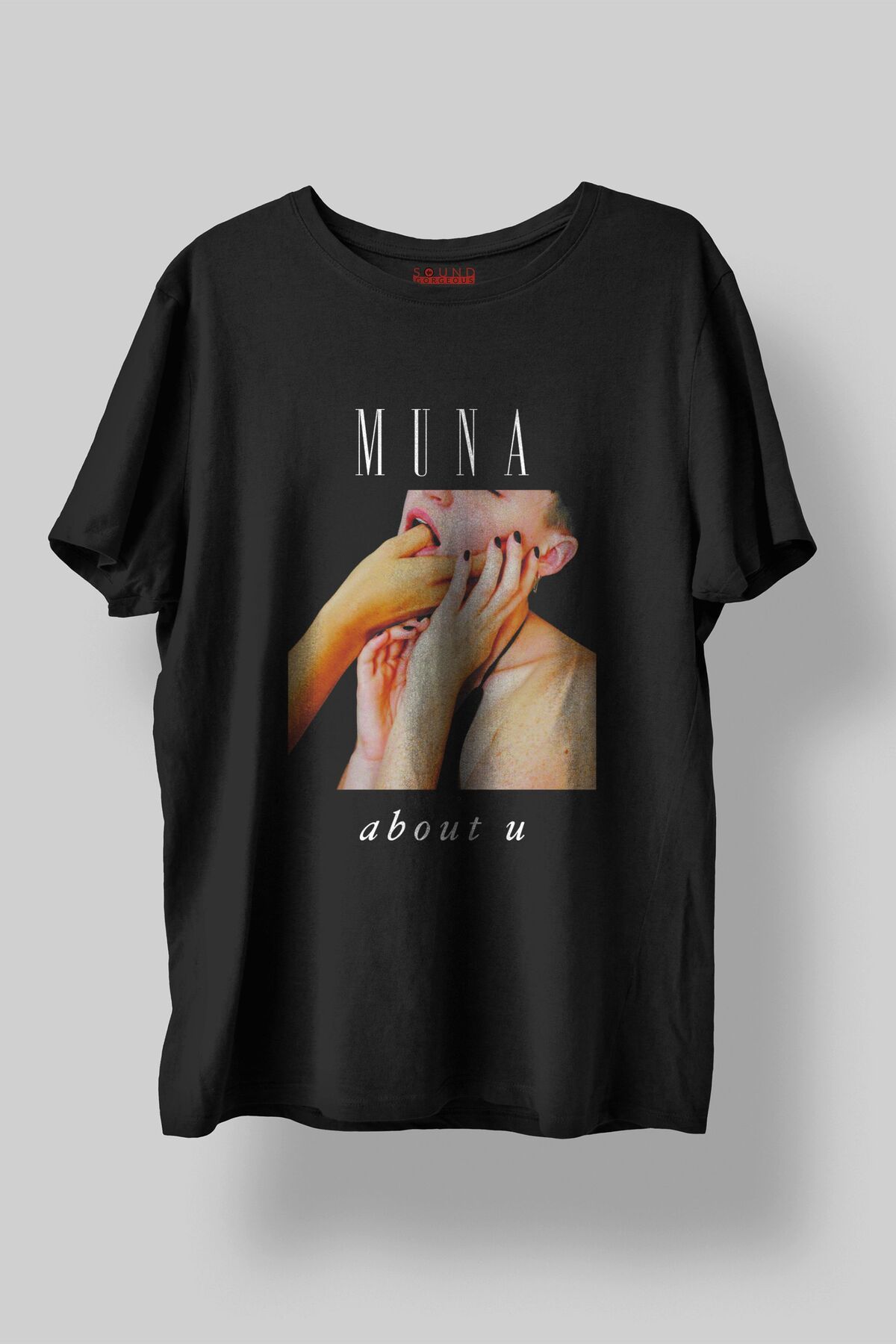 Sound Gorgeous Muna Müzik Tasarımlı Baskılı Regular Fit Unisex Siyah T-Shirt %100 Pamuk Rahat Kalıp Tişört No:0227