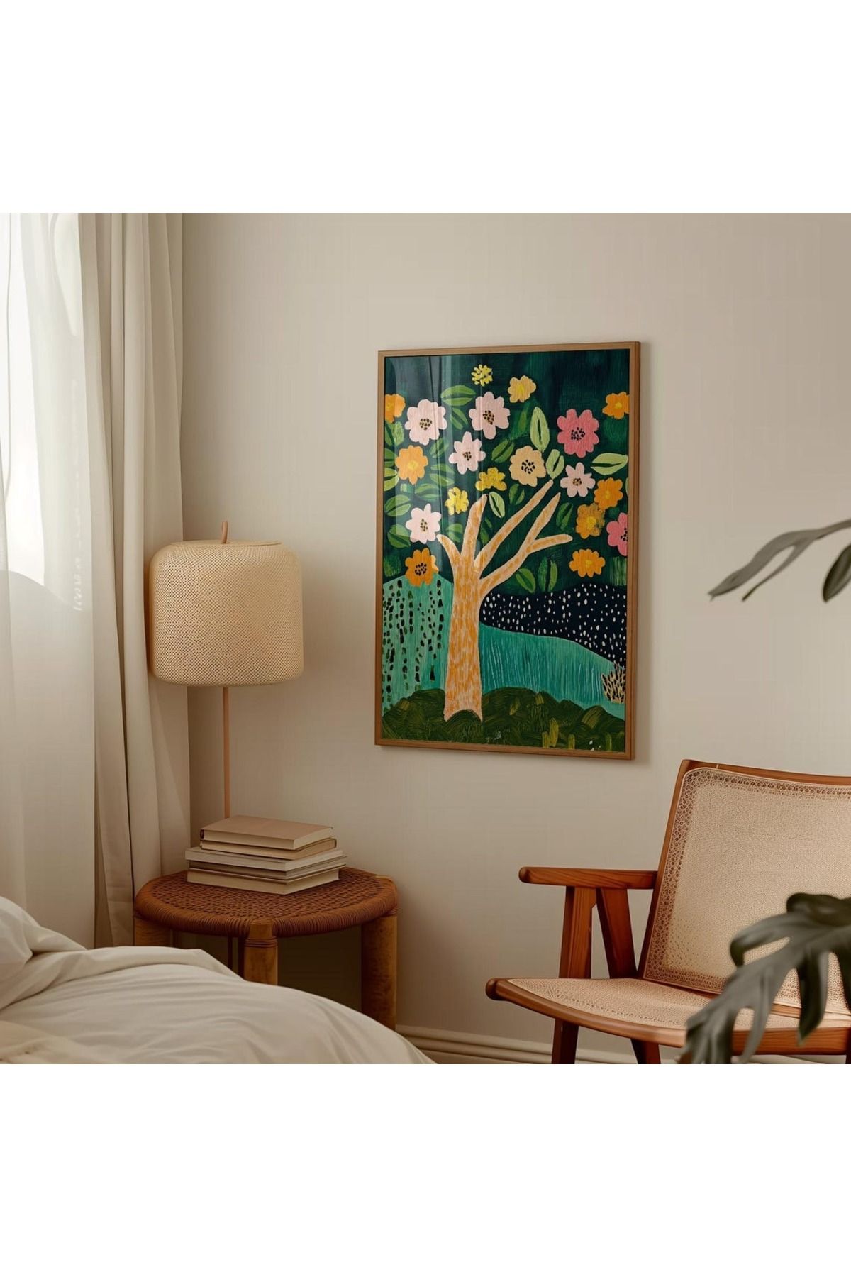 Dekorsiahome Tek Parça Ahşap Çerçeveli Oturma Odası Salon Mutfak Tablo TK0552