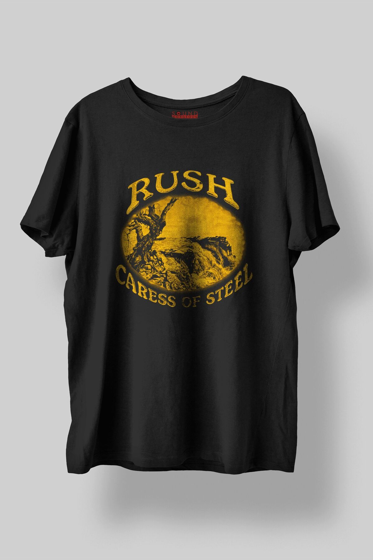 Sound Gorgeous Rush Müzik Tasarımlı Baskılı Regular Fit Unisex Siyah T-Shirt %100 Pamuk Rahat Kalıp Tişört No:0329