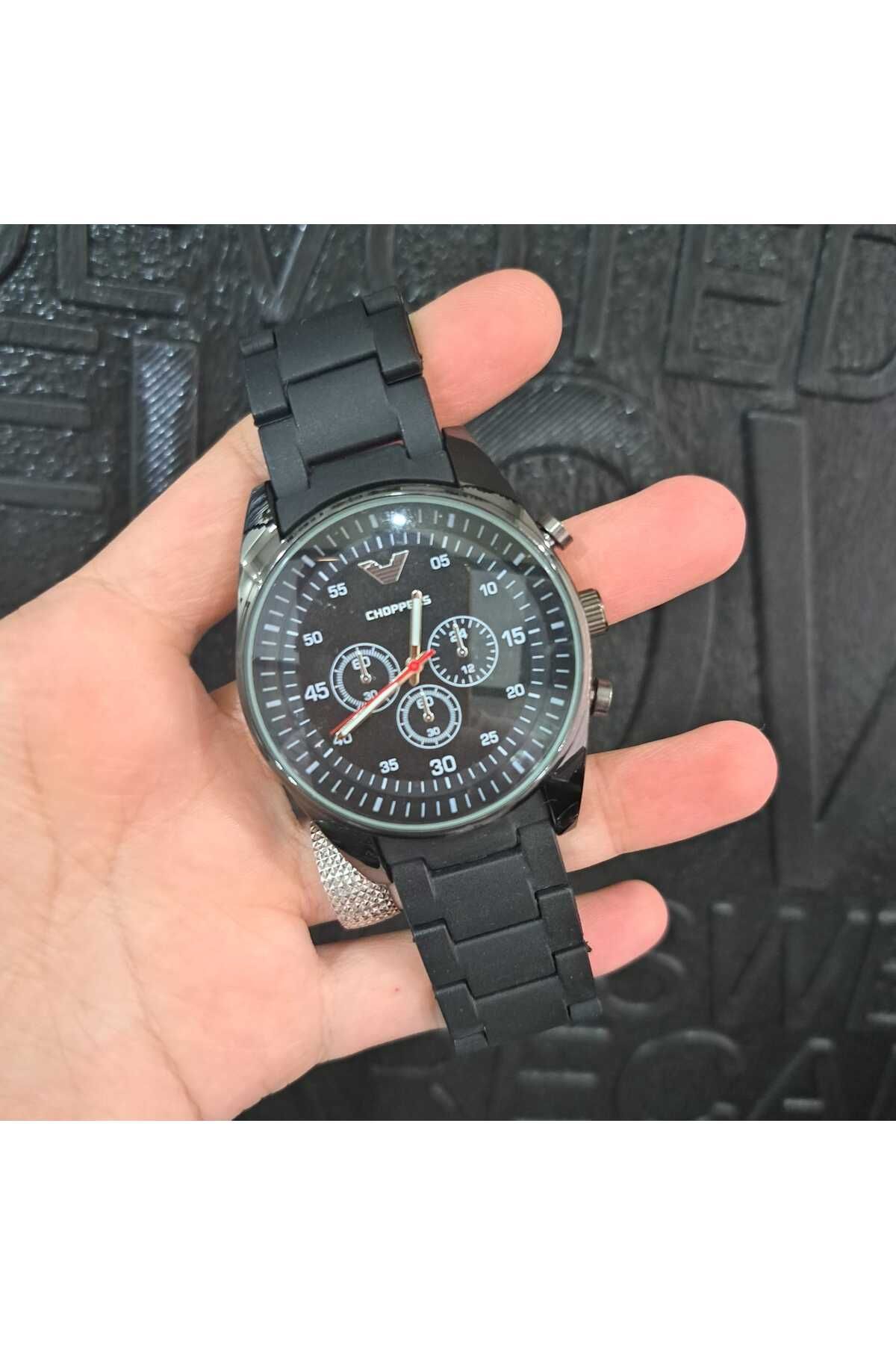 Choppers PARLA SİYAH SLİKON KORDON ŞIK ERKEK KOL SAATİ