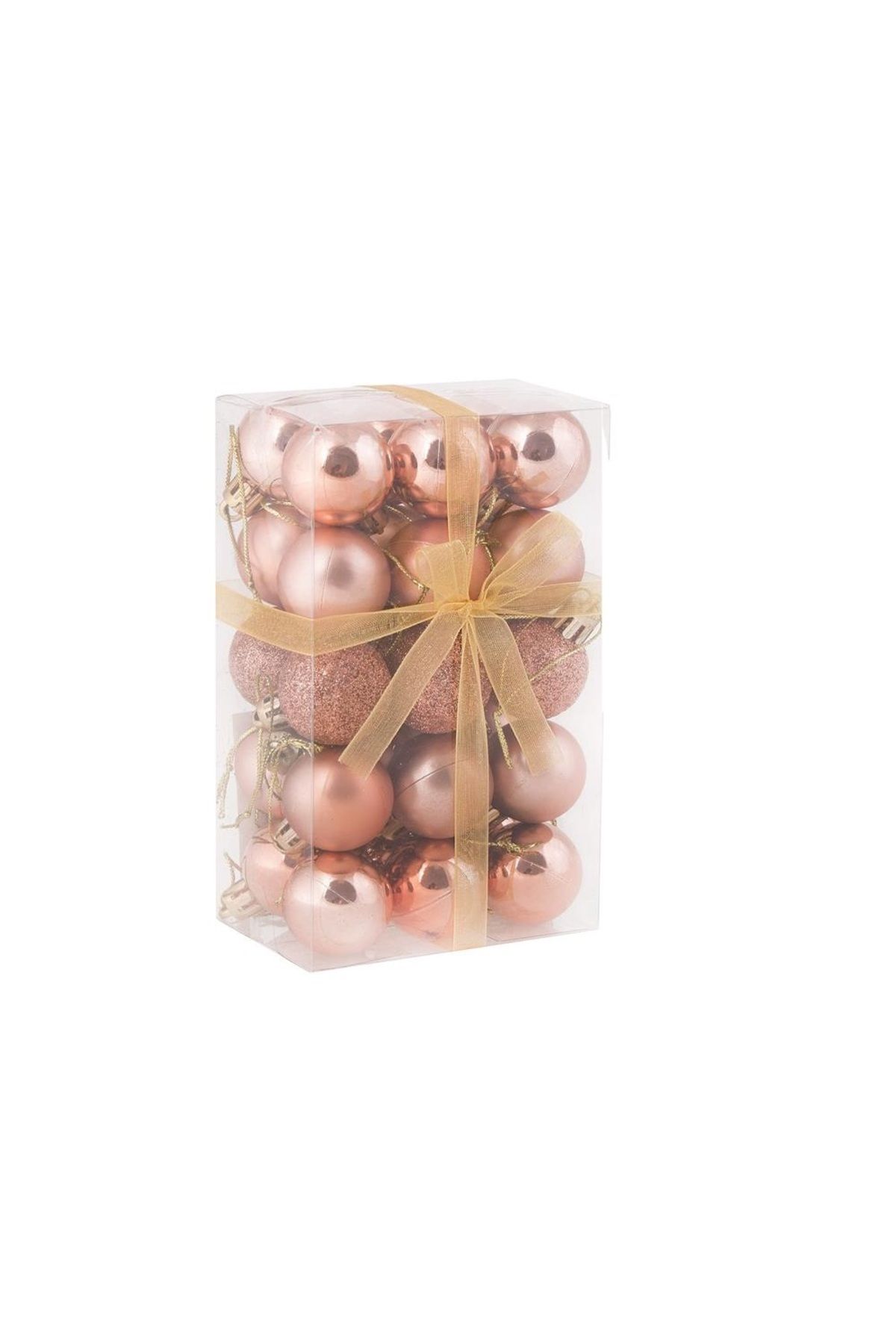 Springos-Set of 30 Christmas baubles, 3 cm, with string, matte, glitter, shiny, rose gold 1