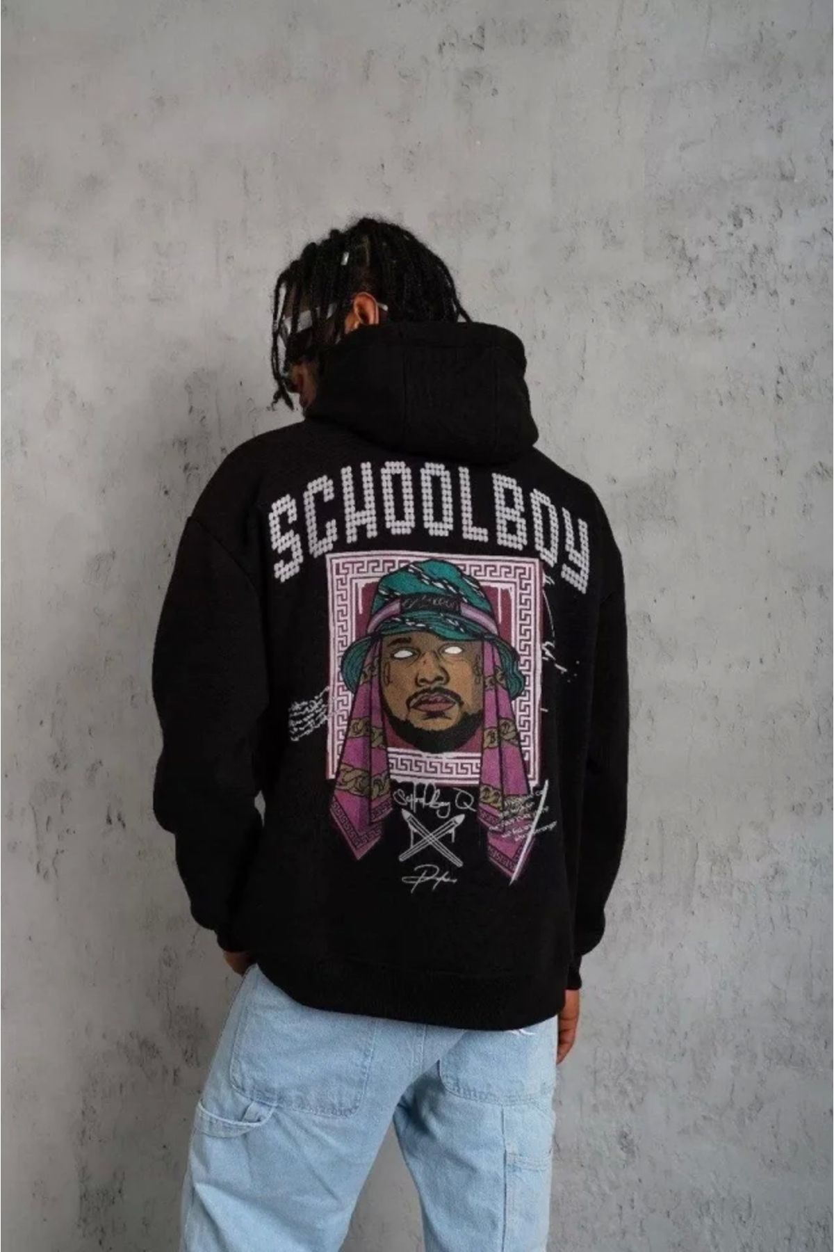 Silerra Erkek SCHOOL BOY Baskılı Kapüşonlu Sweat - Siyah