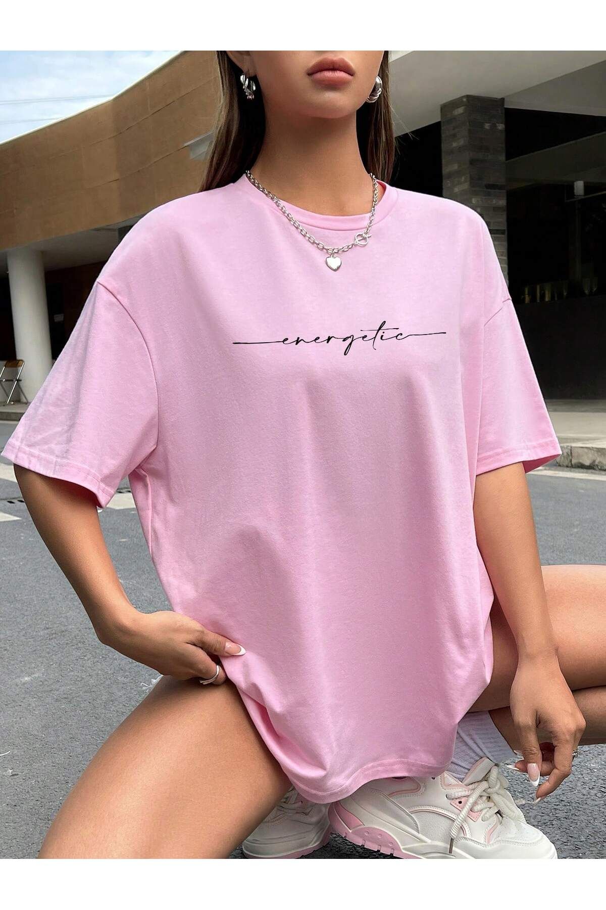 DAXİS Sportwear Company KADIN Energetic Baskılı Bisiklet Yaka Tişört