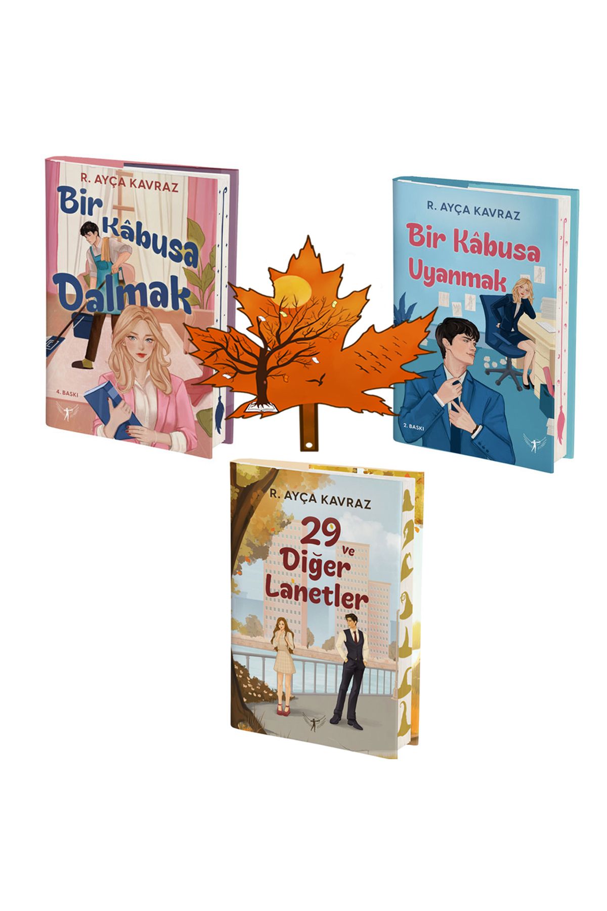 Artemis Yayınları R. Ayça Kavraz -ciltli set- bir kabusa uyanmak - bir kabusa dalmak - 29 ve Diğer Lanet -kitap ayracı