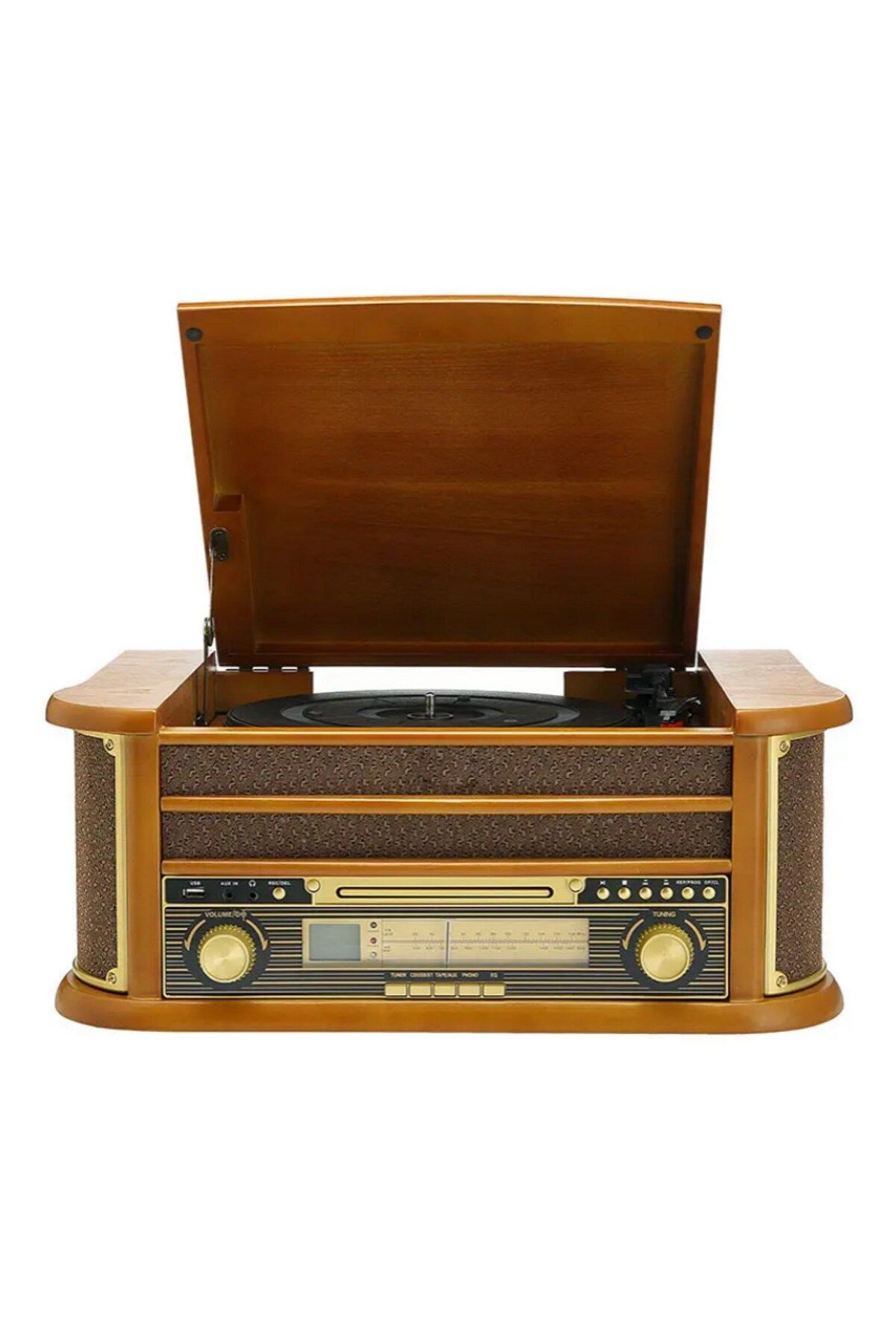 M90 Ahşap Retro Bluetooth Pikap Nostalgia Dönence Pikap Ahşap 2x5w Stereo Spk Mp3 Çalar Usb-radyo-cd-bt