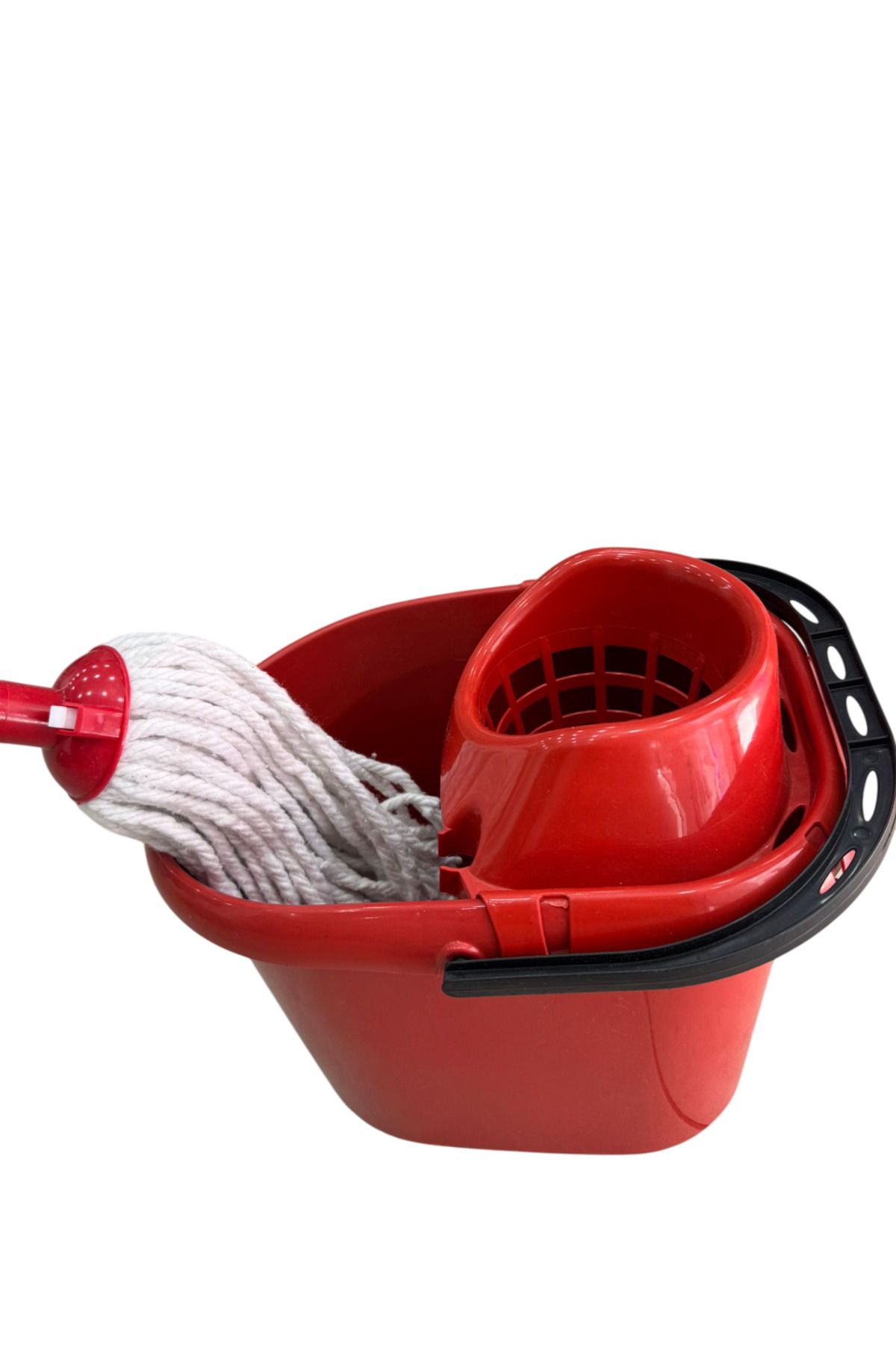 PRATİK SHOP Klasik Kırmızı Temizlik Seti (Ahşap Saplı)