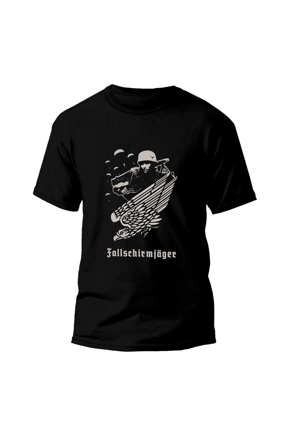 Tilki Shop WW2 - FALLSCHIRMJÄGER - Özel Tasarım Siyah Tişört