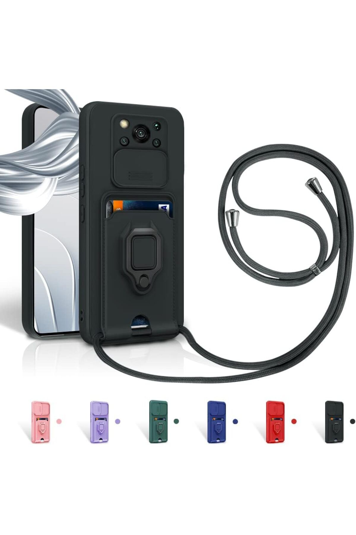 Rivor Xiaomi Poco X3 & Poco X3 Pro Kılıf Kamera Koruma Ve Sürgülü Kartvizitli Kartlıklı Standlı Kapak