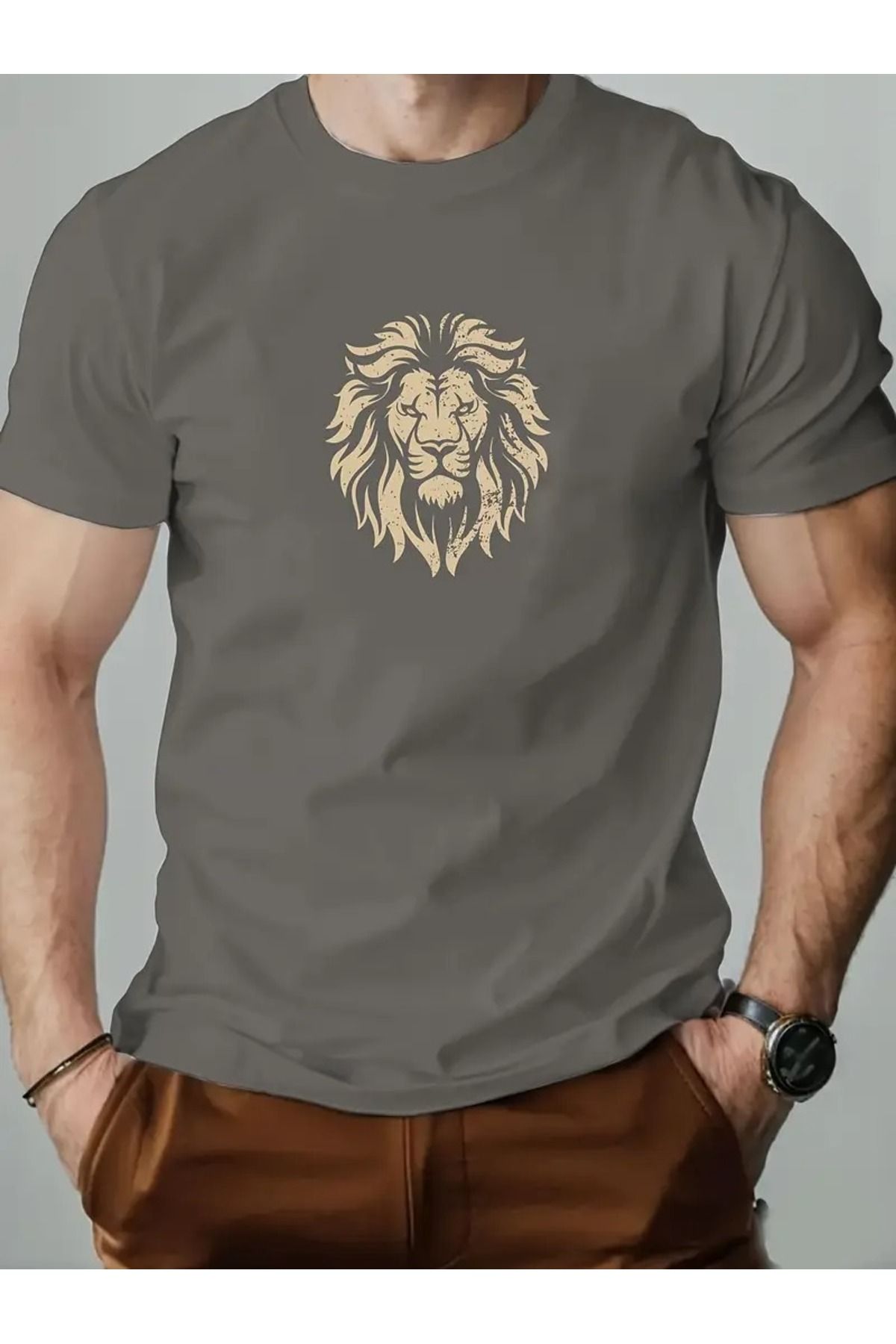LuxeEdge Aslan Baskılı Unisex Oversize T-Shirt
