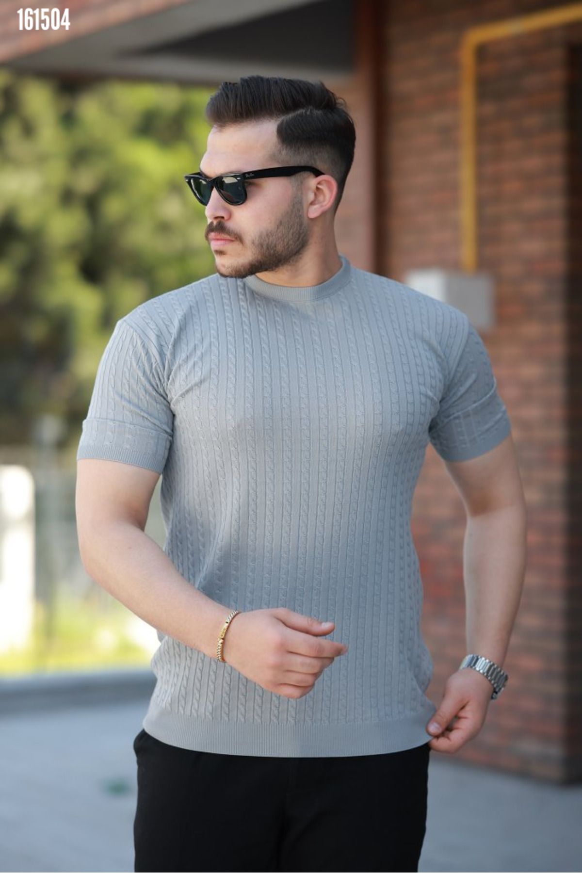 moda wanilia Erkek Bisiklet Yaka Örme Kumaş Kısa Kollu T-shirt