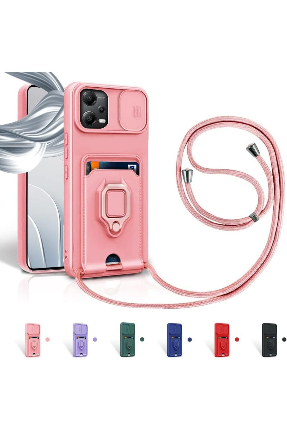 Rivor Xiaomi Redmi Note 12 5G & Poco X5 5G Kılıf Kamera Koruma Sürgülü Kartvizitli Kartlıklı Standlı Kapak
