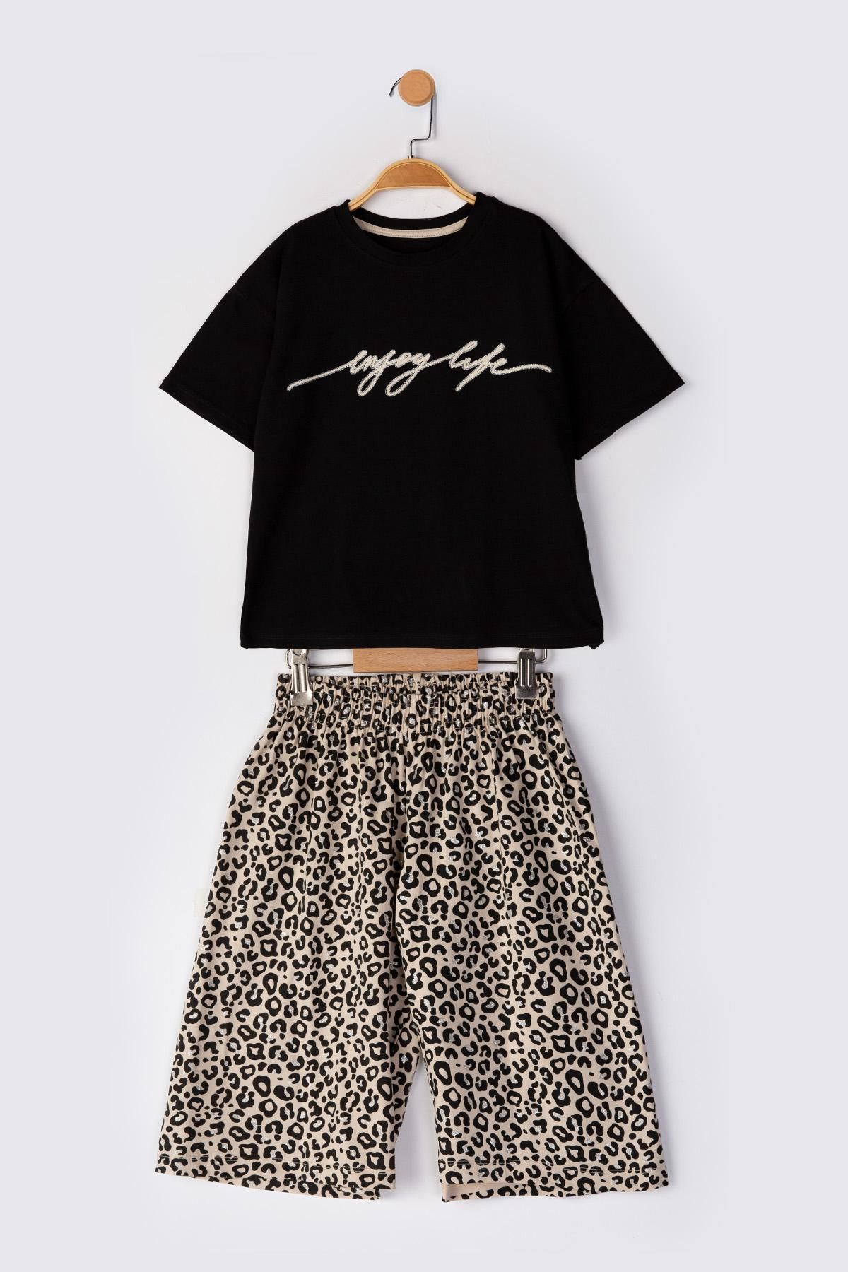 Lmn LEOPAR ŞORTLU KIZ TAKIM
