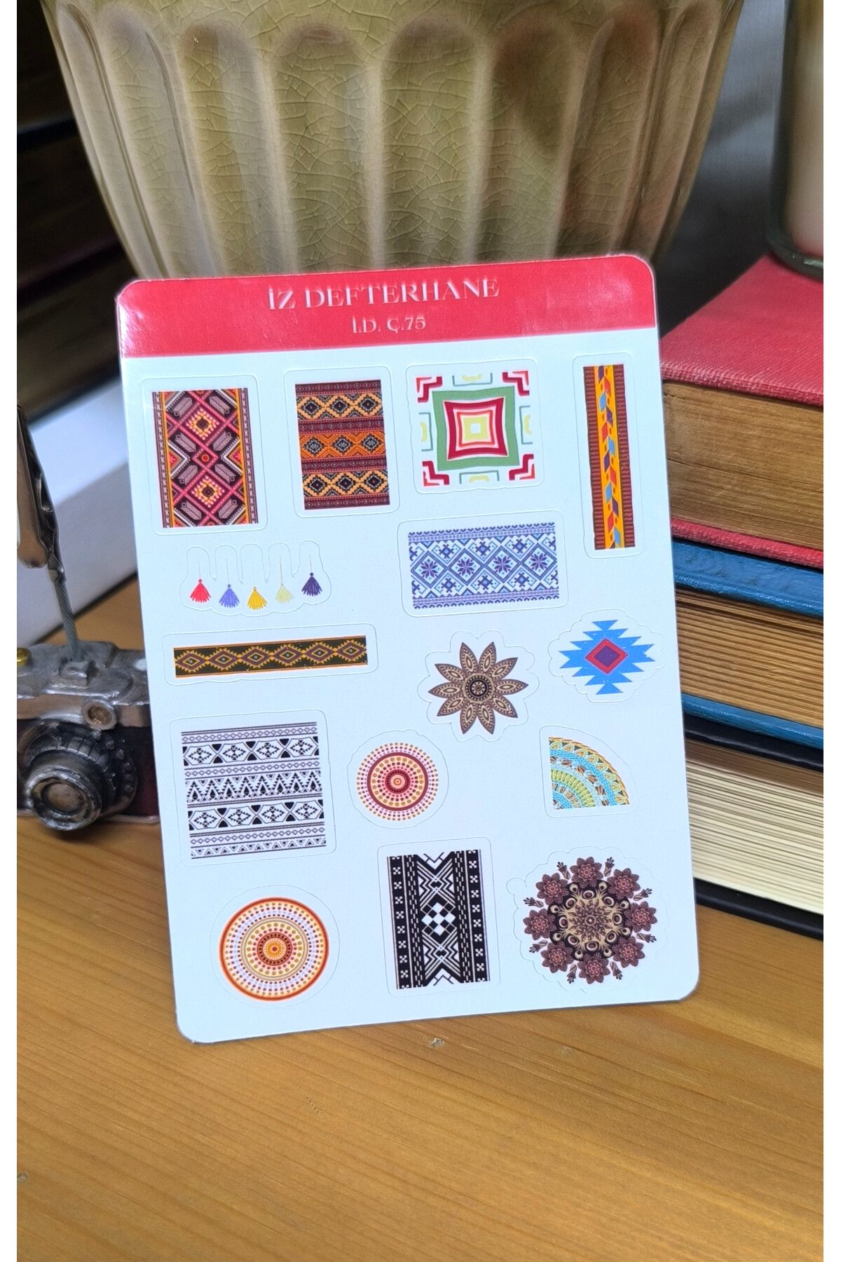 İZ DEFTERHANE Etnik Desen Çıkartma Sticker (Defter, ajanda ve planlayıcılar için uygundur)