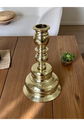 BRONZE ŞAMDAN Havan Pirinç Döküm Şamdan 9 x h.17