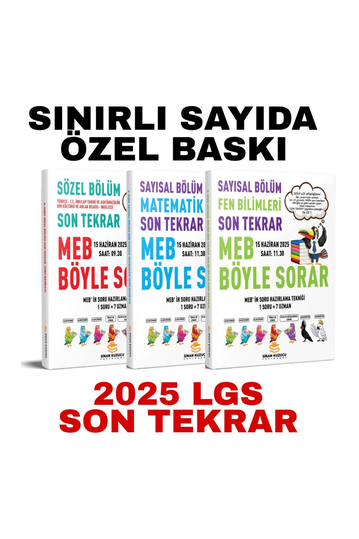 SİNAN KUZUCU YAYINLARI 2025 LGS SON TEKRAR SÖZEL + SAYISAL BÖLÜM SORU BANKASI SETİ