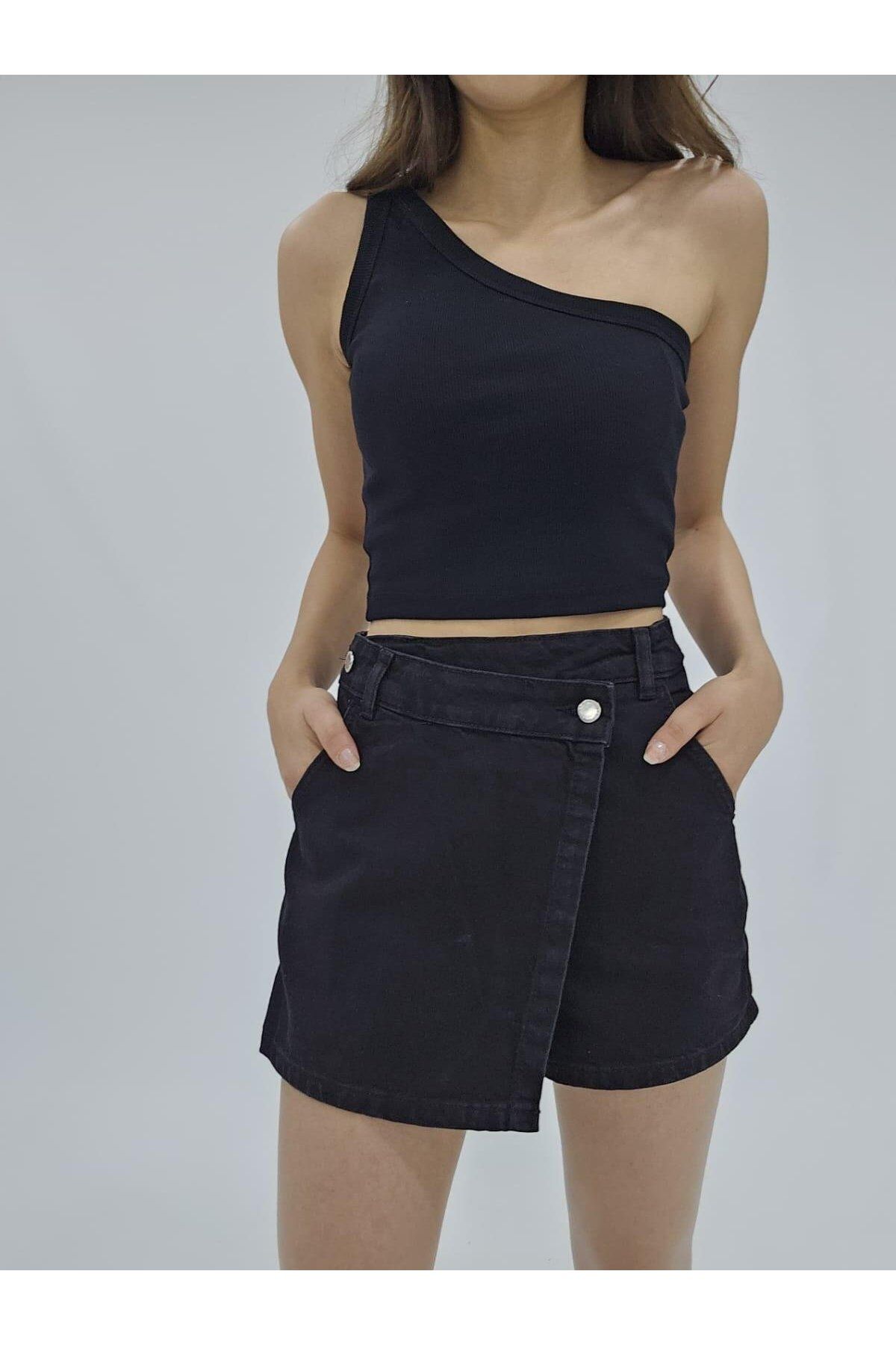 Sora Wear Kot Şort Kadın Etek - Siyah