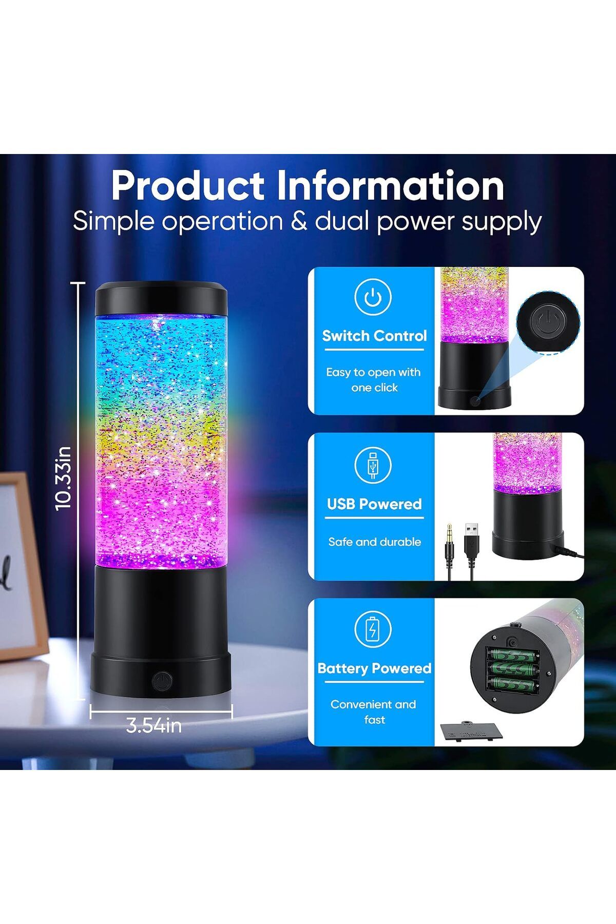 Tahtakale Dünyası Karişık renkli simli harika gökkuşağı hareketli lava akışkan masa oda hediyelik USB li gece lambası