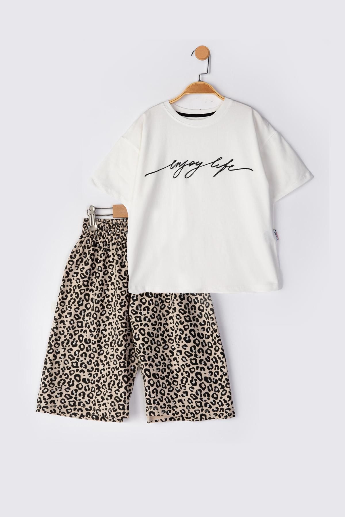 Lmn LEOPAR ŞORTLU KIZ TAKIM